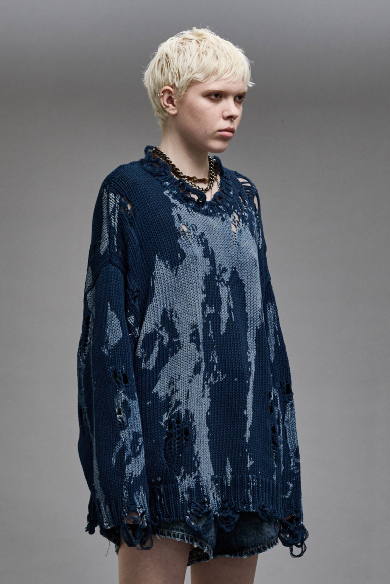 OVERSIZED SWEATER - BLUE SPLATTER - R13