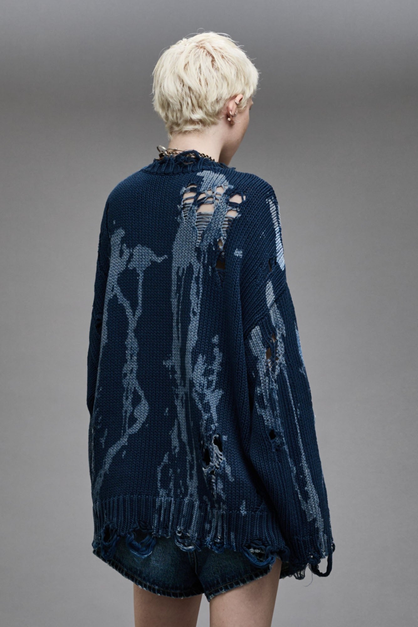 OVERSIZED SWEATER - BLUE SPLATTER - R13