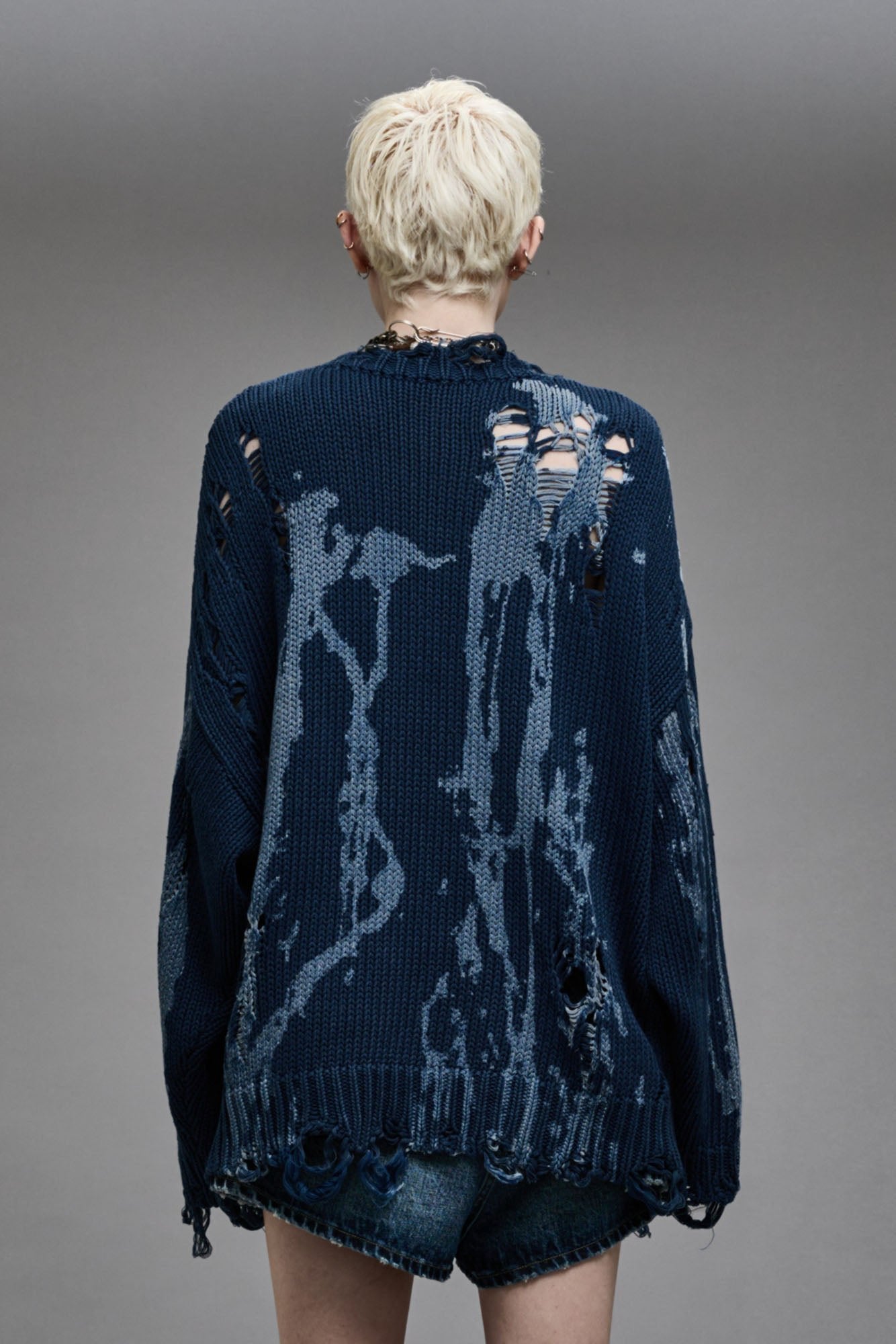 OVERSIZED SWEATER - BLUE SPLATTER - R13