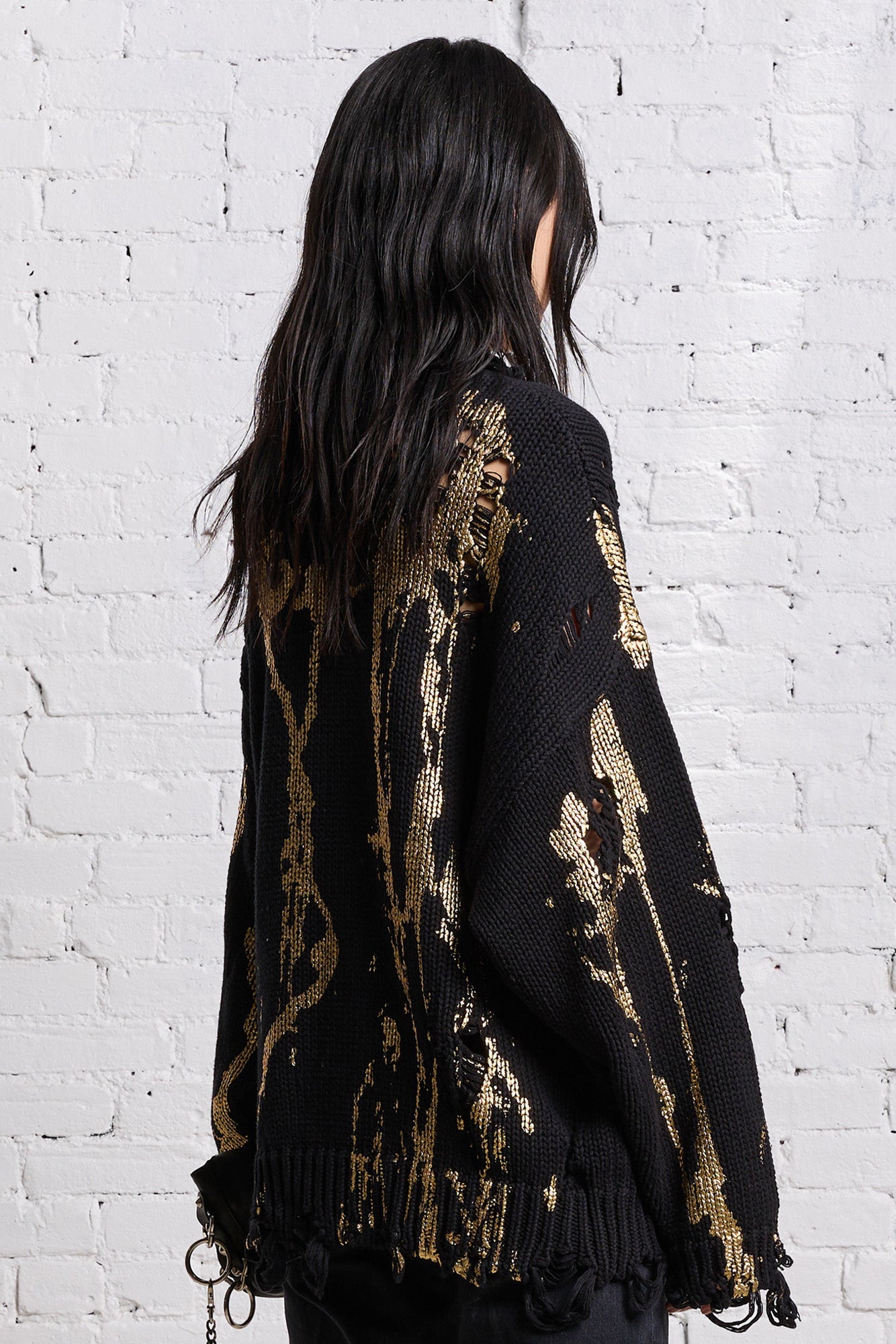 OVERSIZED SWEATER - GOLD SPLATTERED BLACK - R13