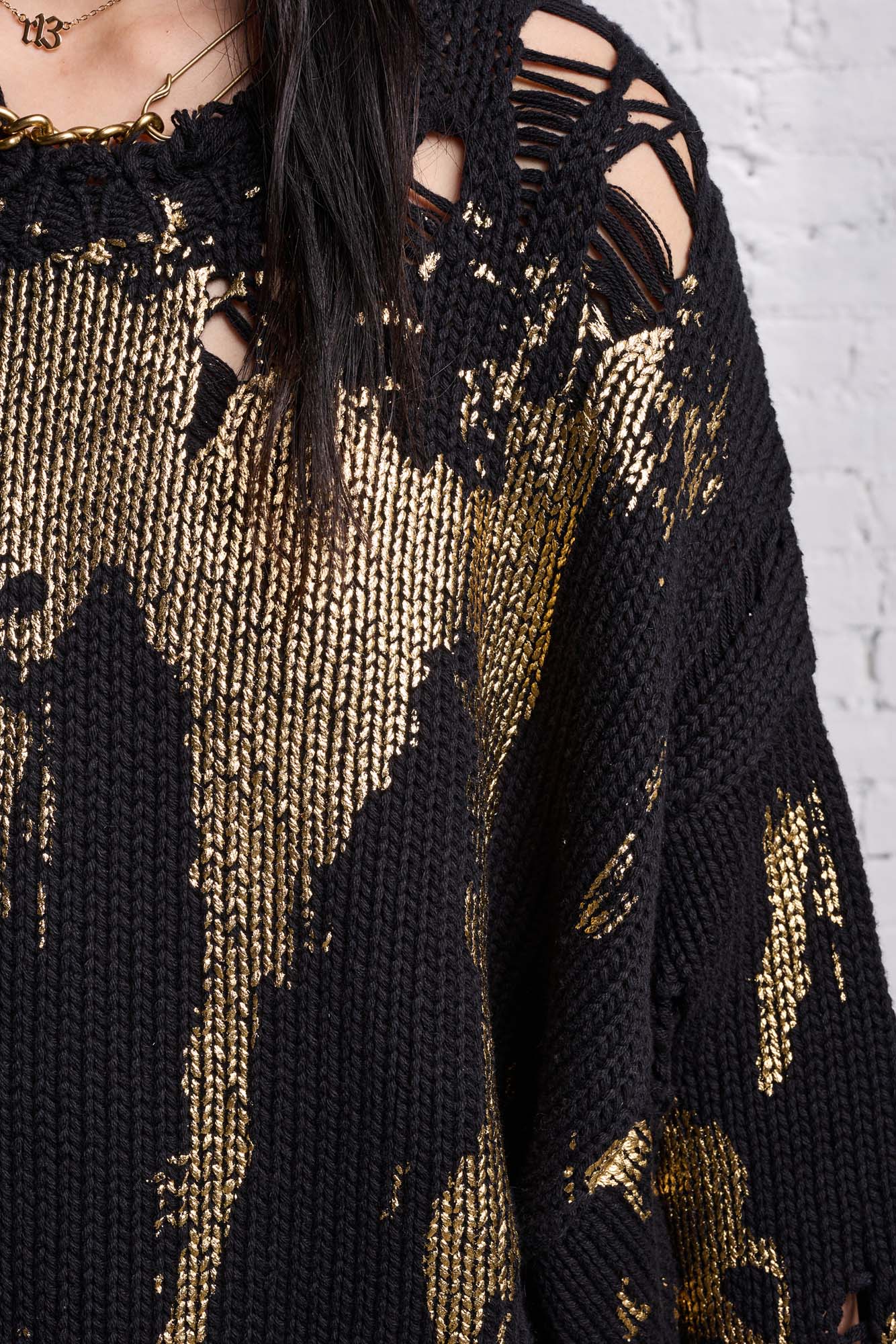 OVERSIZED SWEATER - GOLD SPLATTERED BLACK - R13