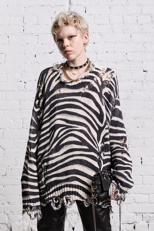 OVERSIZED SWEATER - ZEBRA PRINT - R13