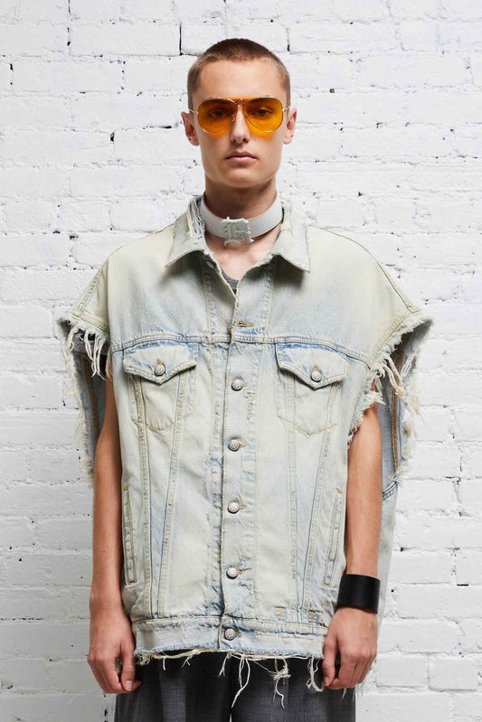 OVERSIZED TRUCKER VEST - DENNIS BLUE - R13