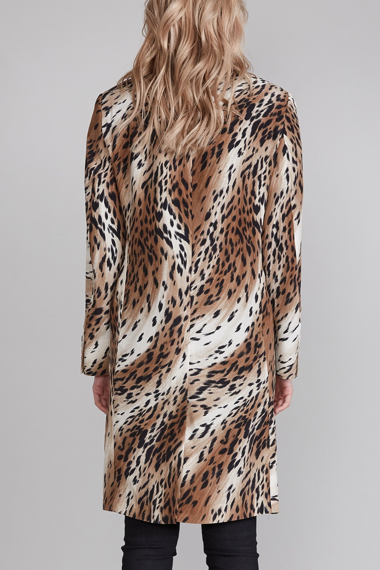 PEAK LAPEL DOUBLE BREASTED COAT - ABSTRACT CHEETAH - R13