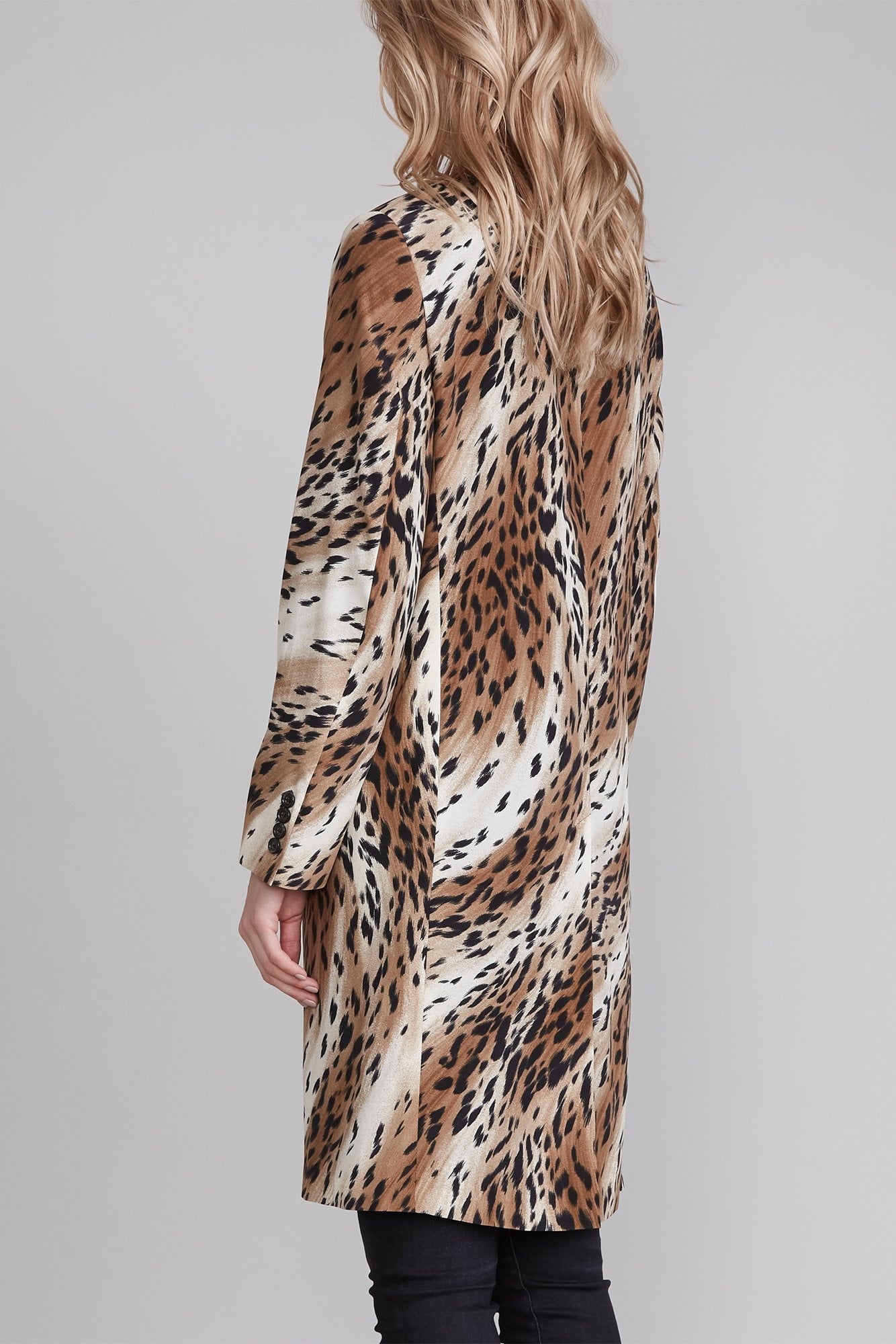 PEAK LAPEL DOUBLE BREASTED COAT - ABSTRACT CHEETAH - R13