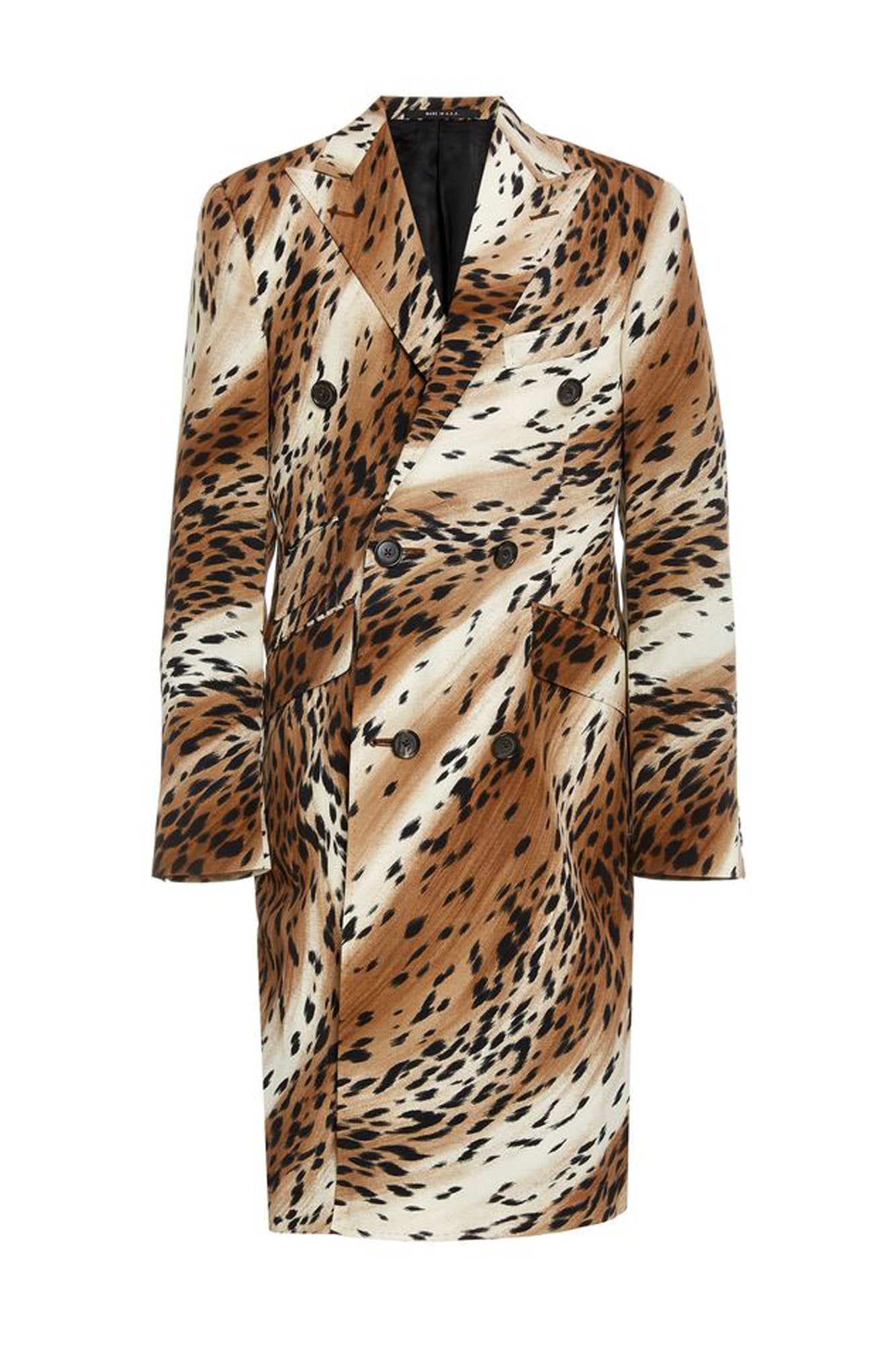 PEAK LAPEL DOUBLE BREASTED COAT - ABSTRACT CHEETAH - R13