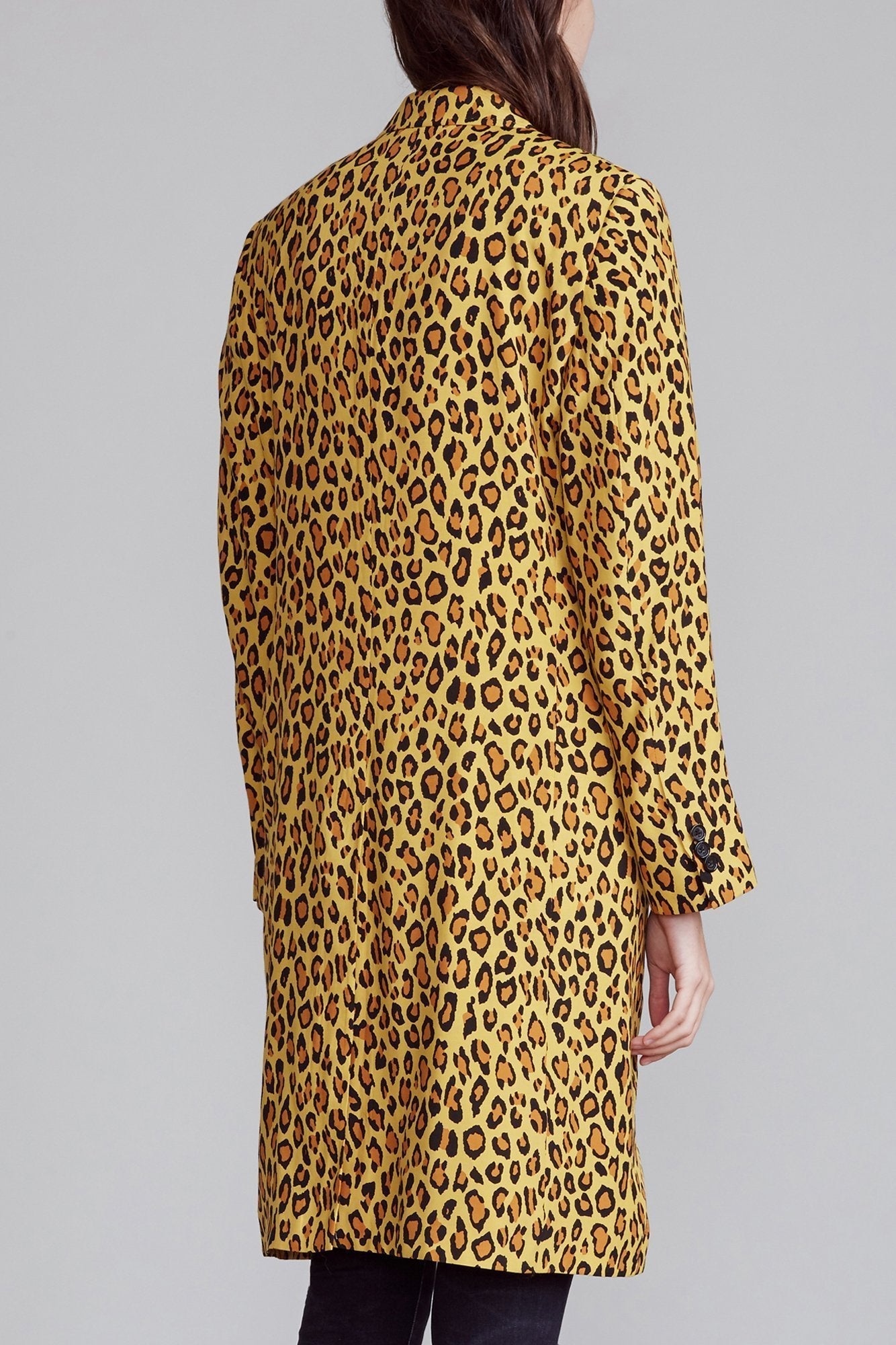 PEAK LAPEL DOUBLE BREASTED COAT - YELLOW LEOPARD - R13