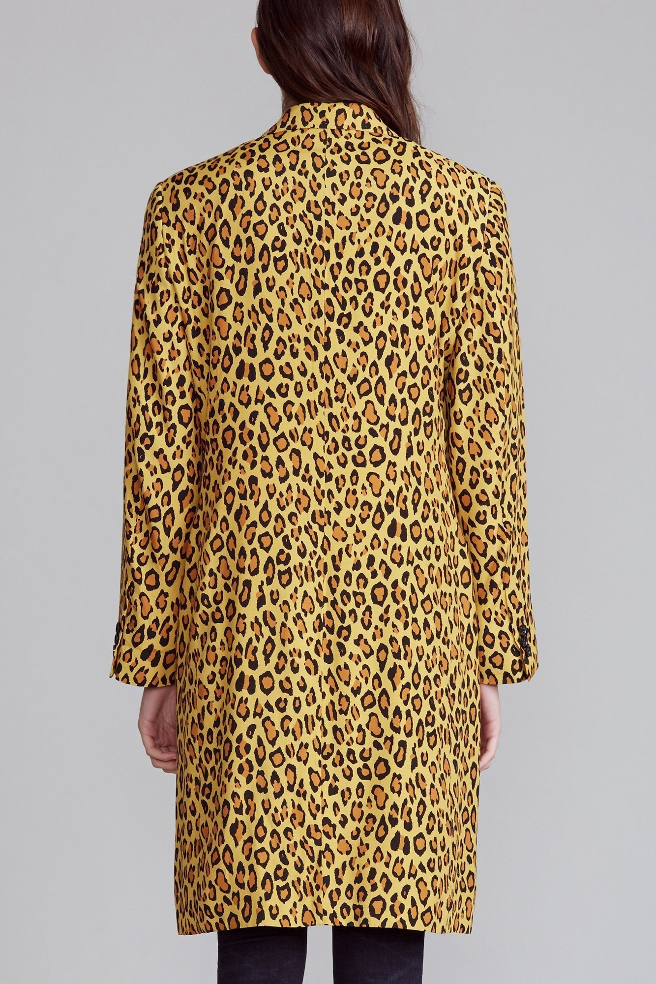 PEAK LAPEL DOUBLE BREASTED COAT - YELLOW LEOPARD - R13