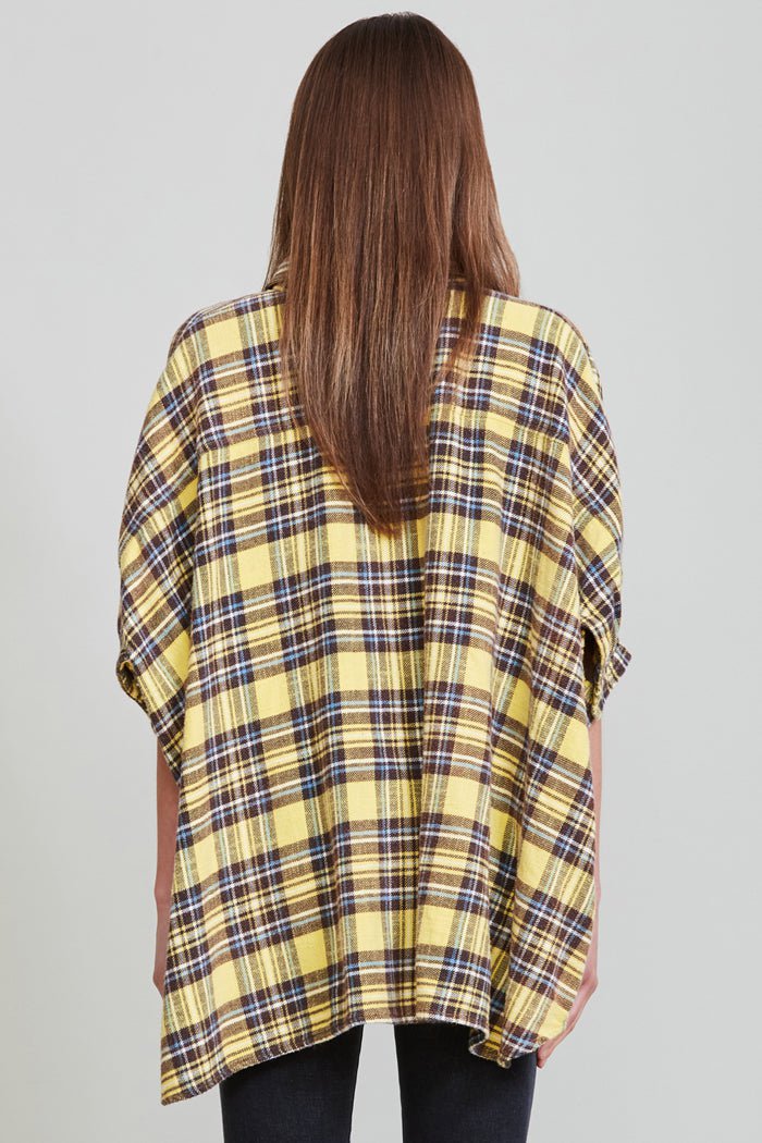 PLAID OVERSIZED BOXY SHIRT - YELLOW PLAID - R13