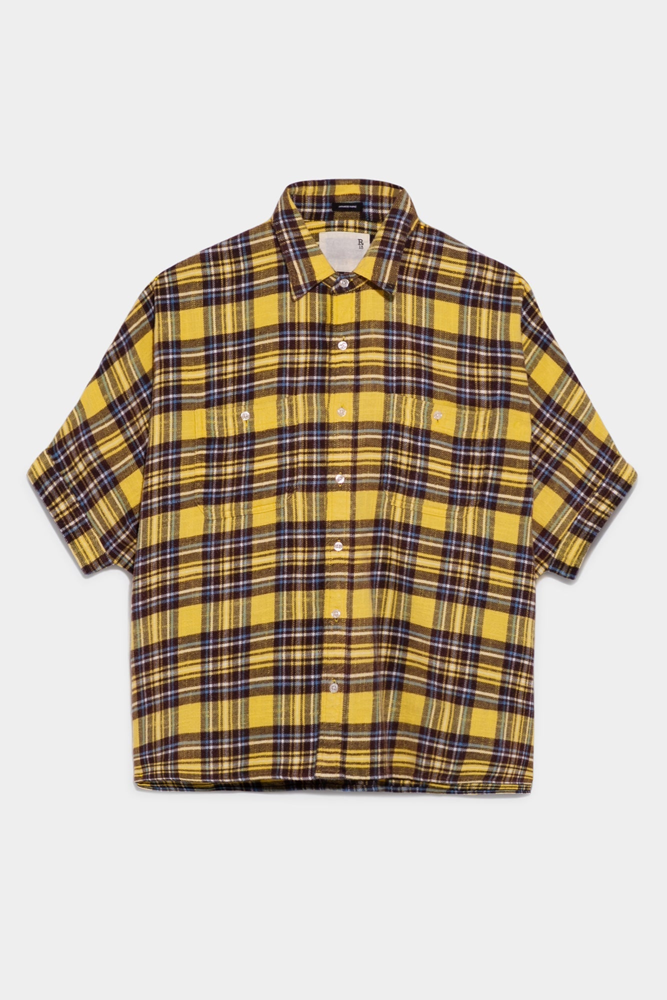 PLAID OVERSIZED BOXY SHIRT - YELLOW PLAID - R13