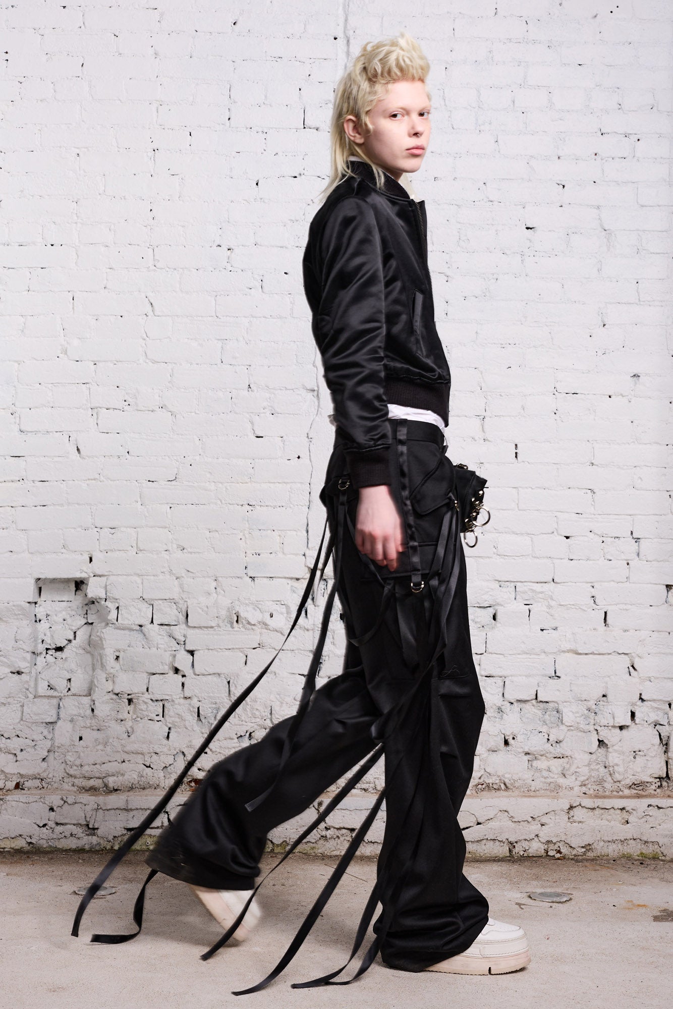 PLEATED TUXEDO CARGO PANT - BLACK - R13