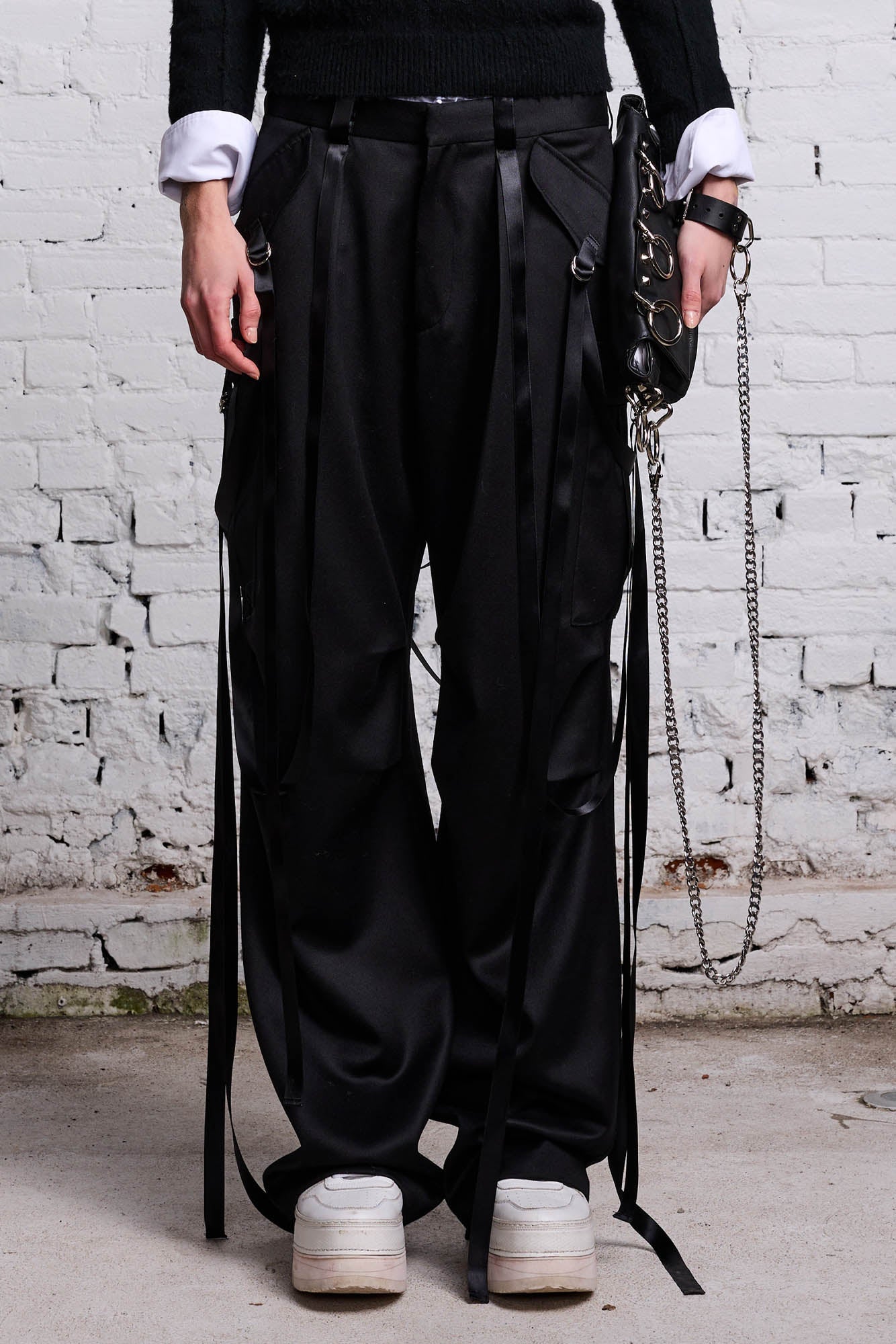 PLEATED TUXEDO CARGO PANT - BLACK - R13