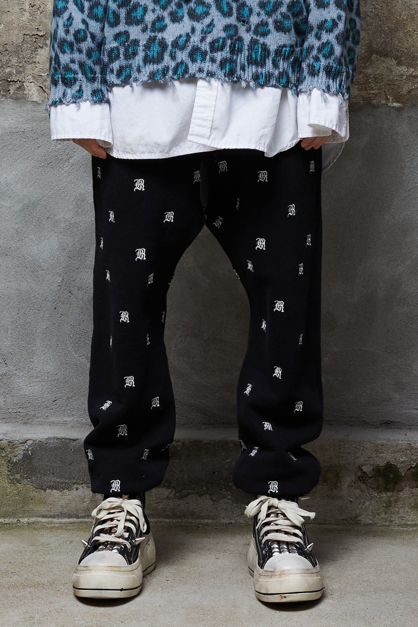 R13 ALLOVER SWEATPANTS - BLACK - R13