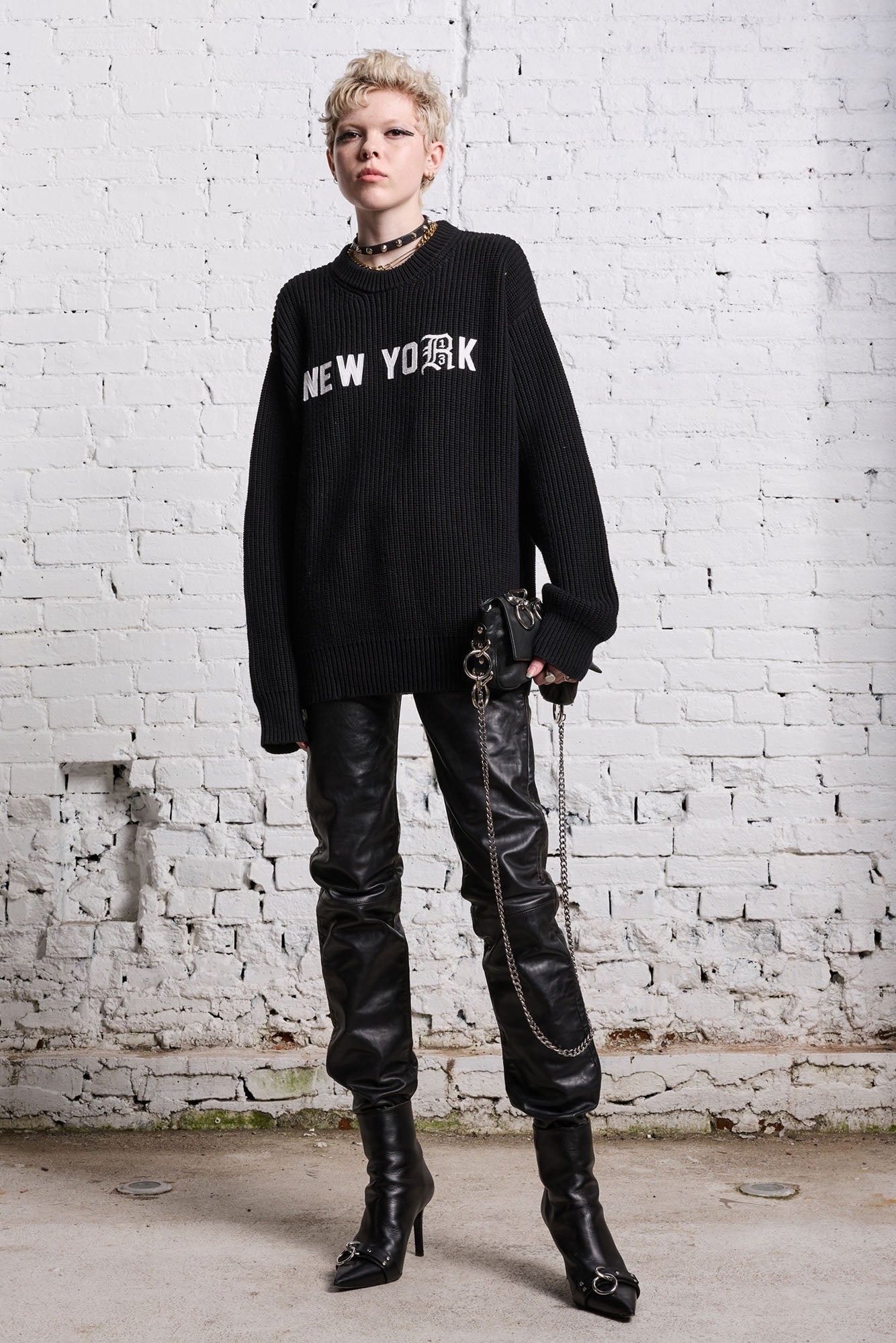 R13 NEW YORK BOYFRIEND SWEATER - BLACK - R13