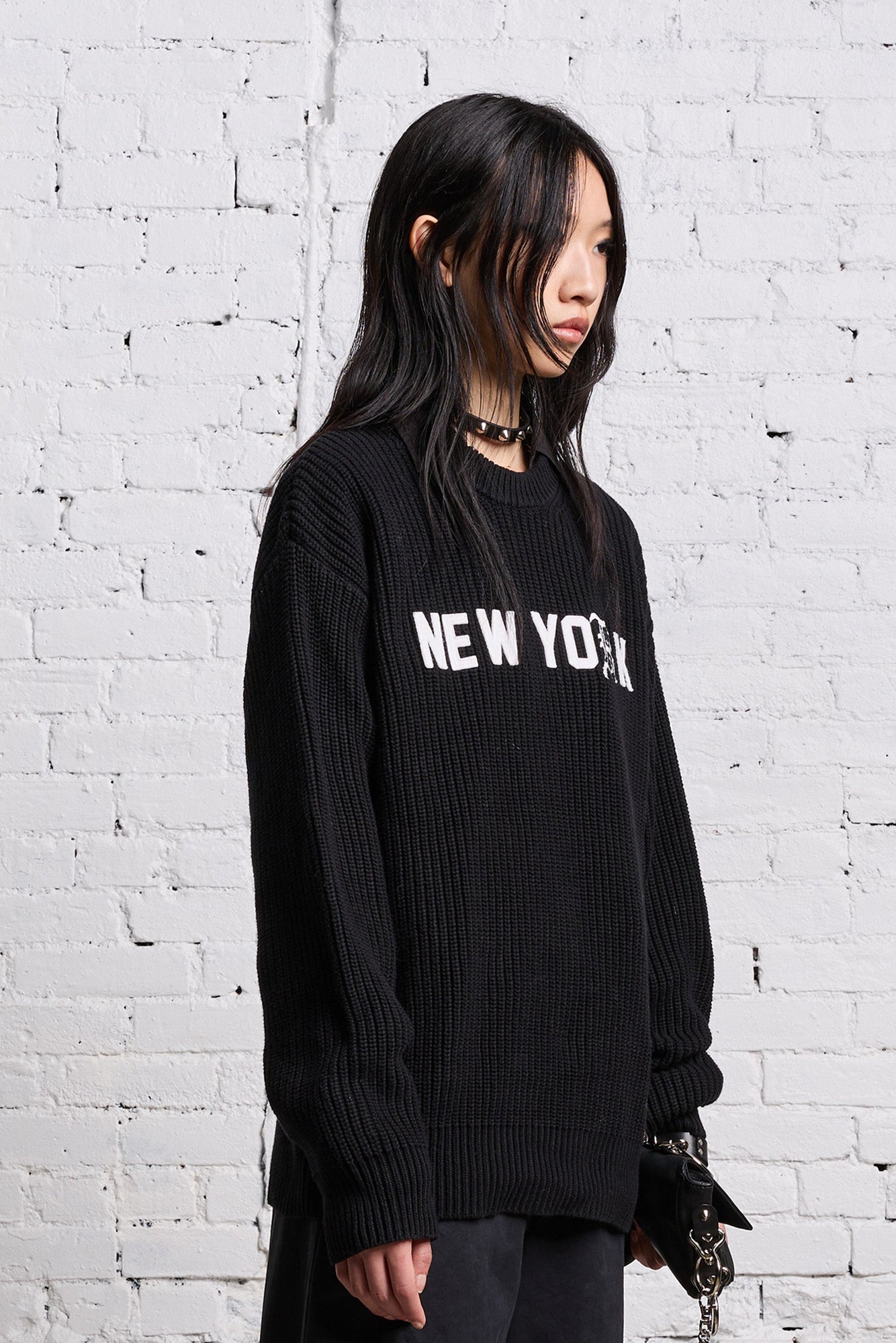 R13 NEW YORK BOYFRIEND SWEATER - BLACK - R13