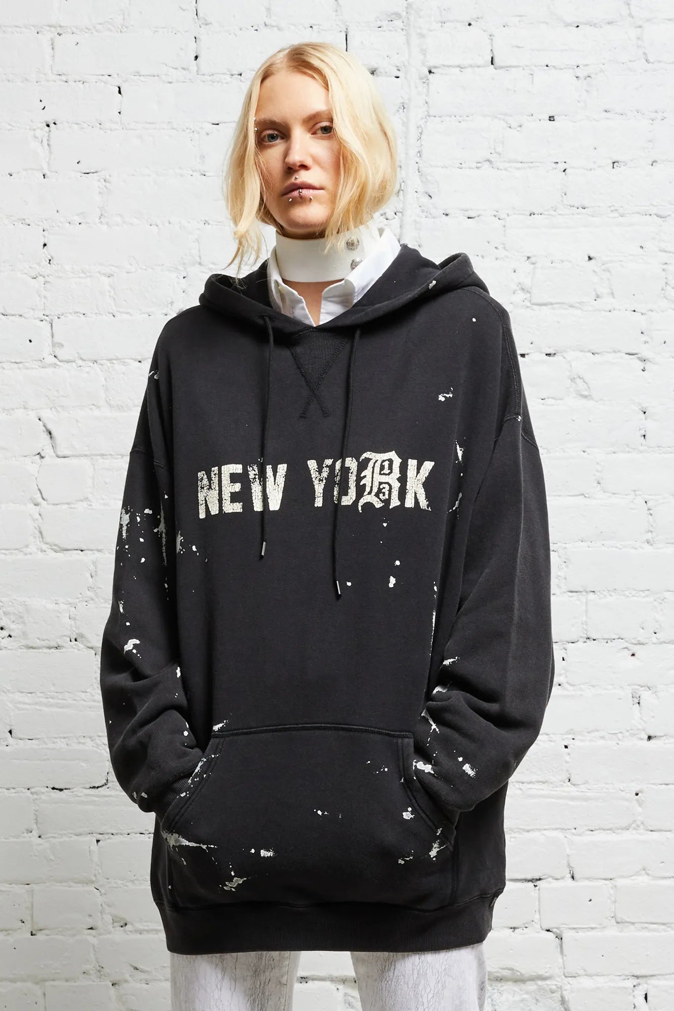 R13 NEW YORK HOODIE - ACID BLACK - R13