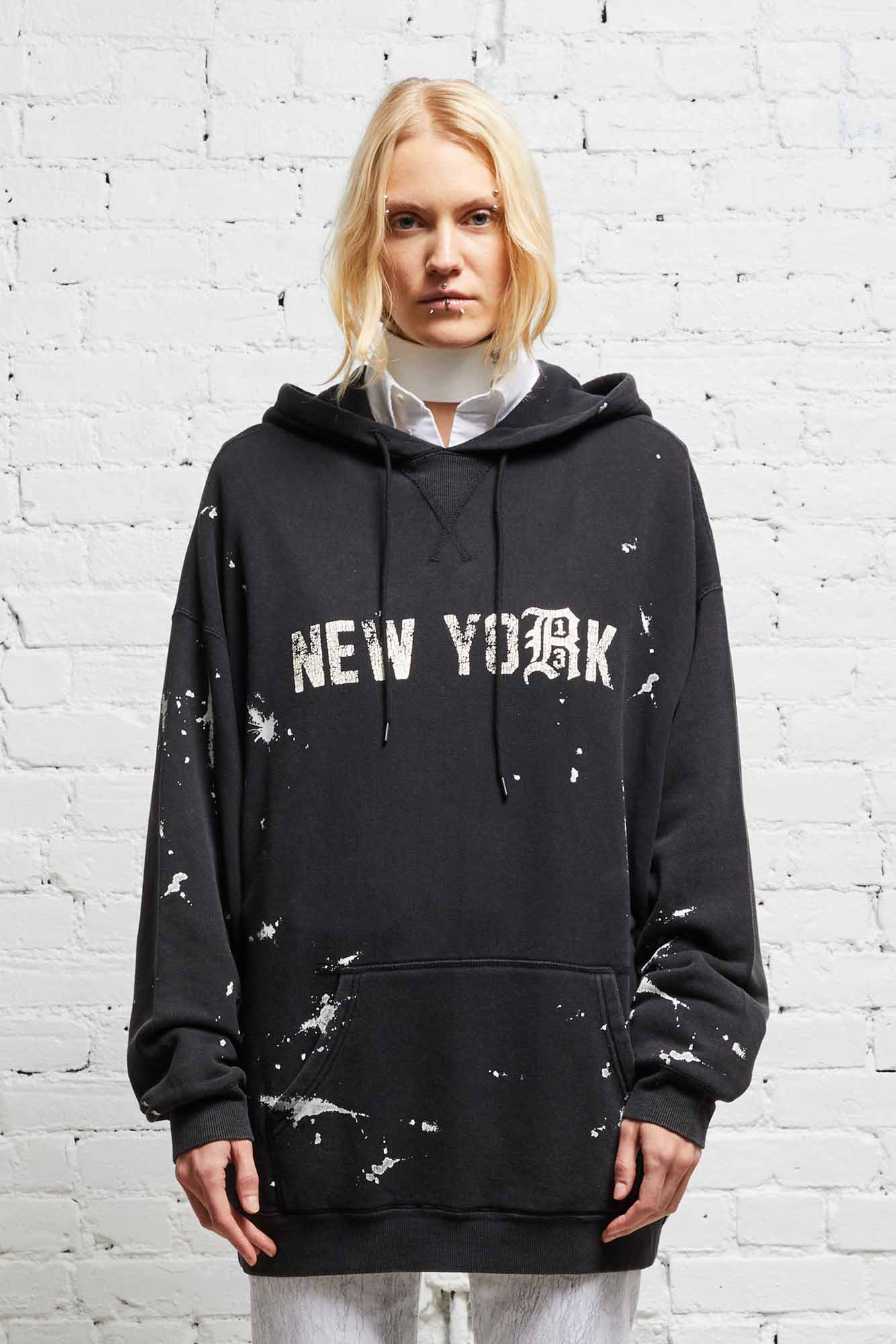 R13 NEW YORK HOODIE - ACID BLACK - R13