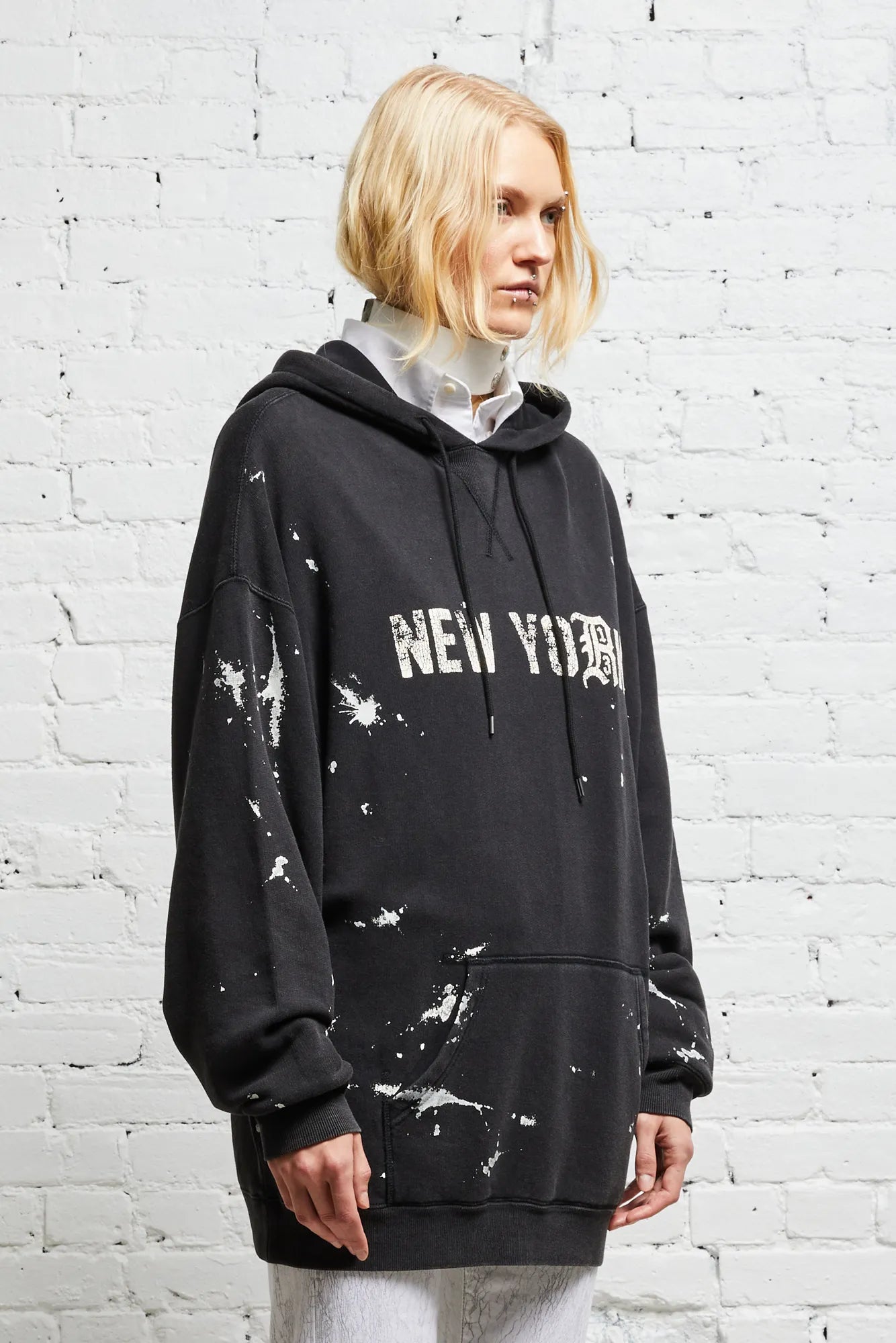 R13 NEW YORK HOODIE - ACID BLACK - R13