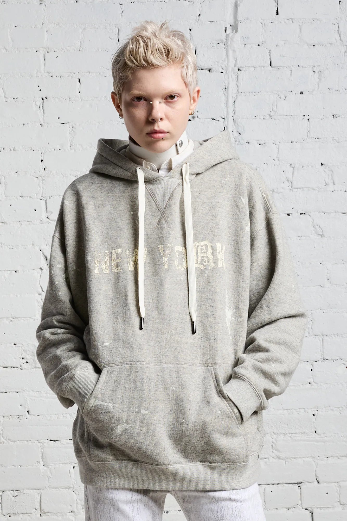 R13 NEW YORK HOODIE - HEATHER GREY - R13