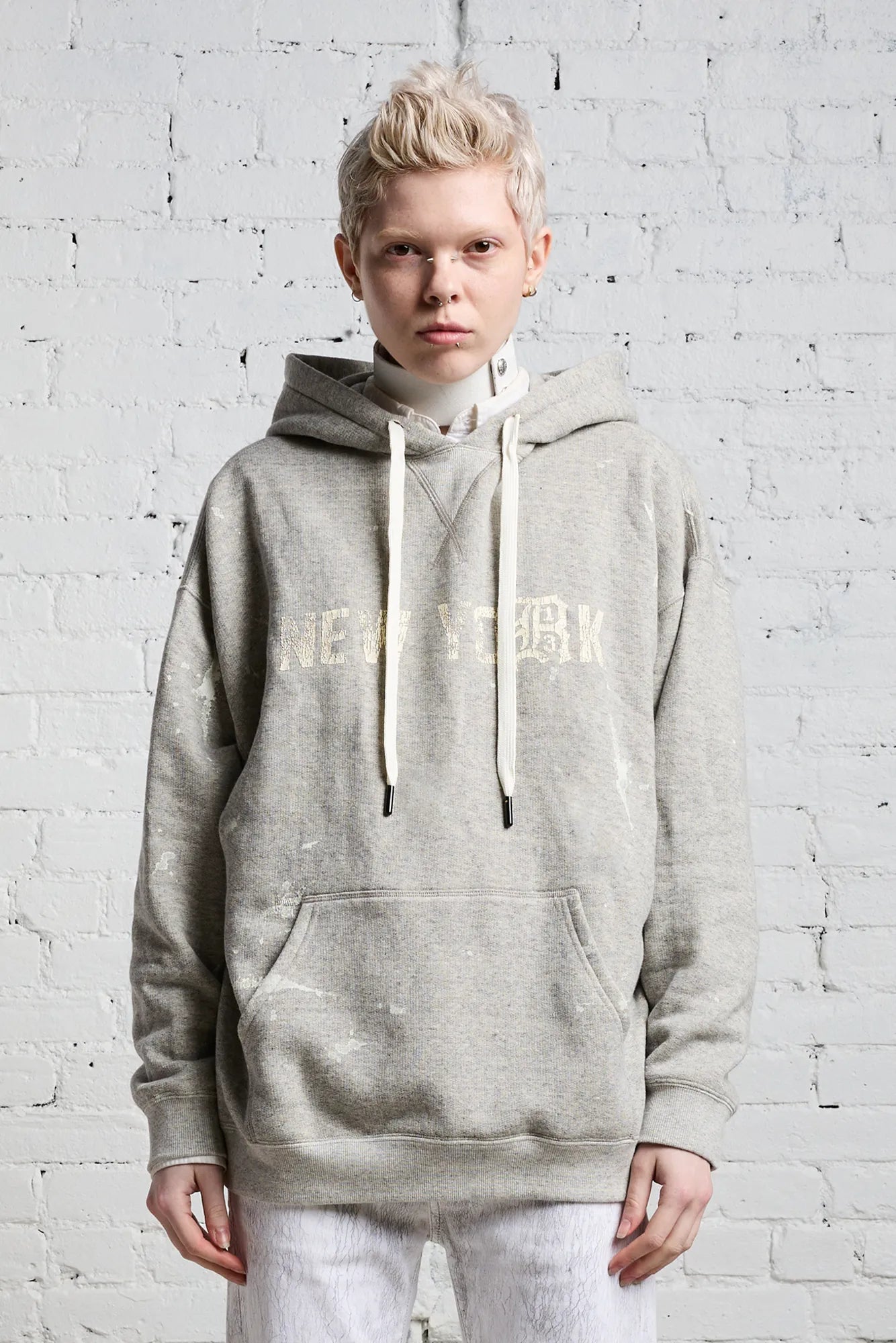 R13 NEW YORK HOODIE - HEATHER GREY - R13