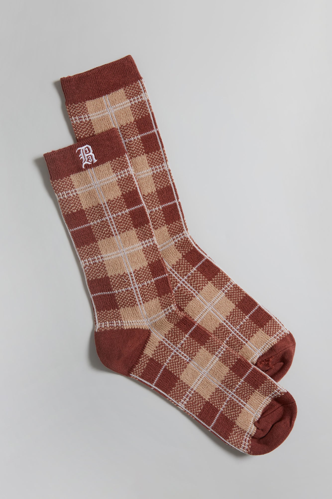 R13 PLAID SOCKS - ECRU/RUST - R13