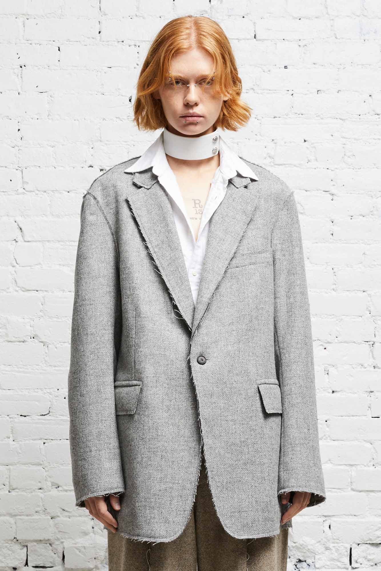 RAW CUT BLAZER - LIGHT HEATHER GREY - R13