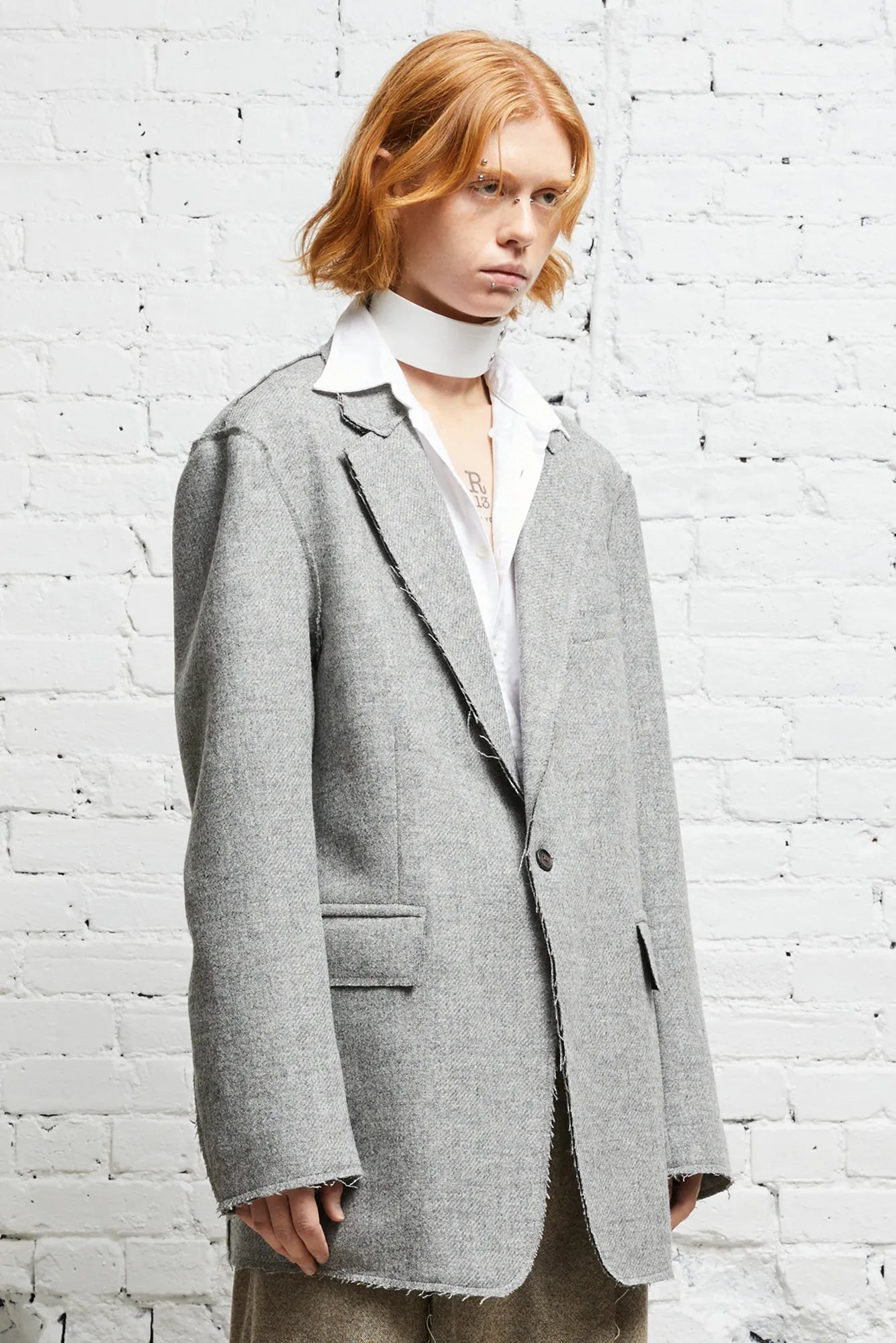 RAW CUT BLAZER - LIGHT HEATHER GREY - R13