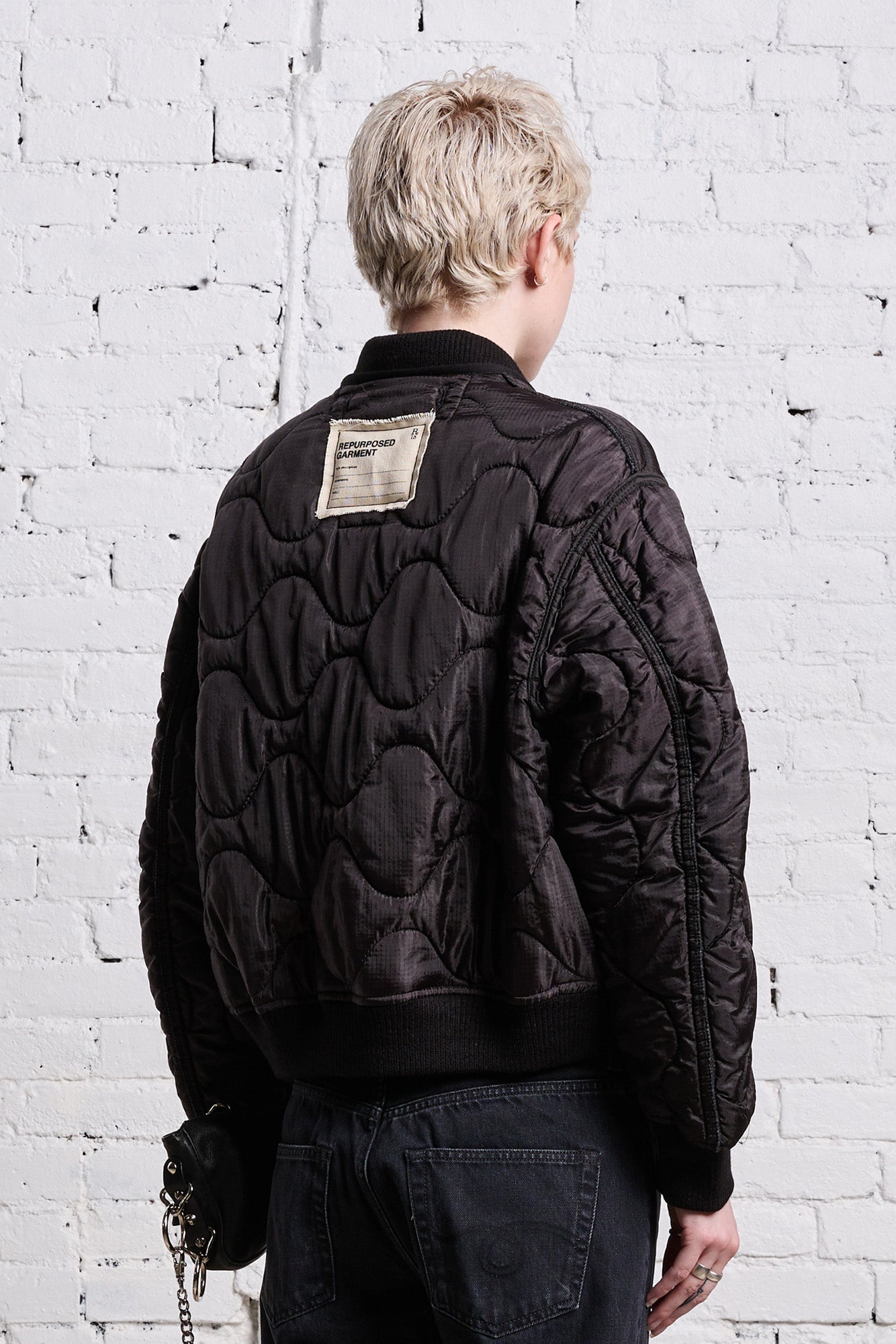 REFURBISHED LINER BOMBER - BLACK OVERDYE - R13