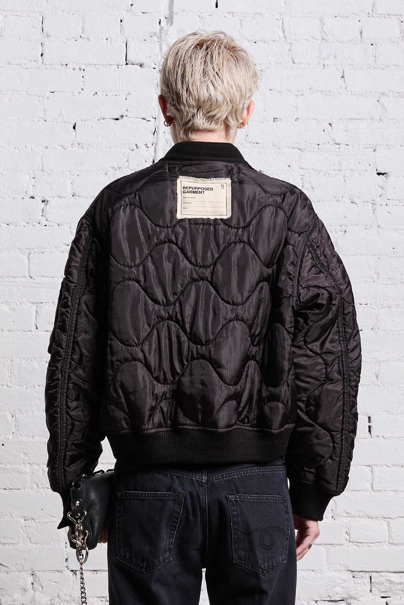 REFURBISHED LINER BOMBER - BLACK OVERDYE - R13