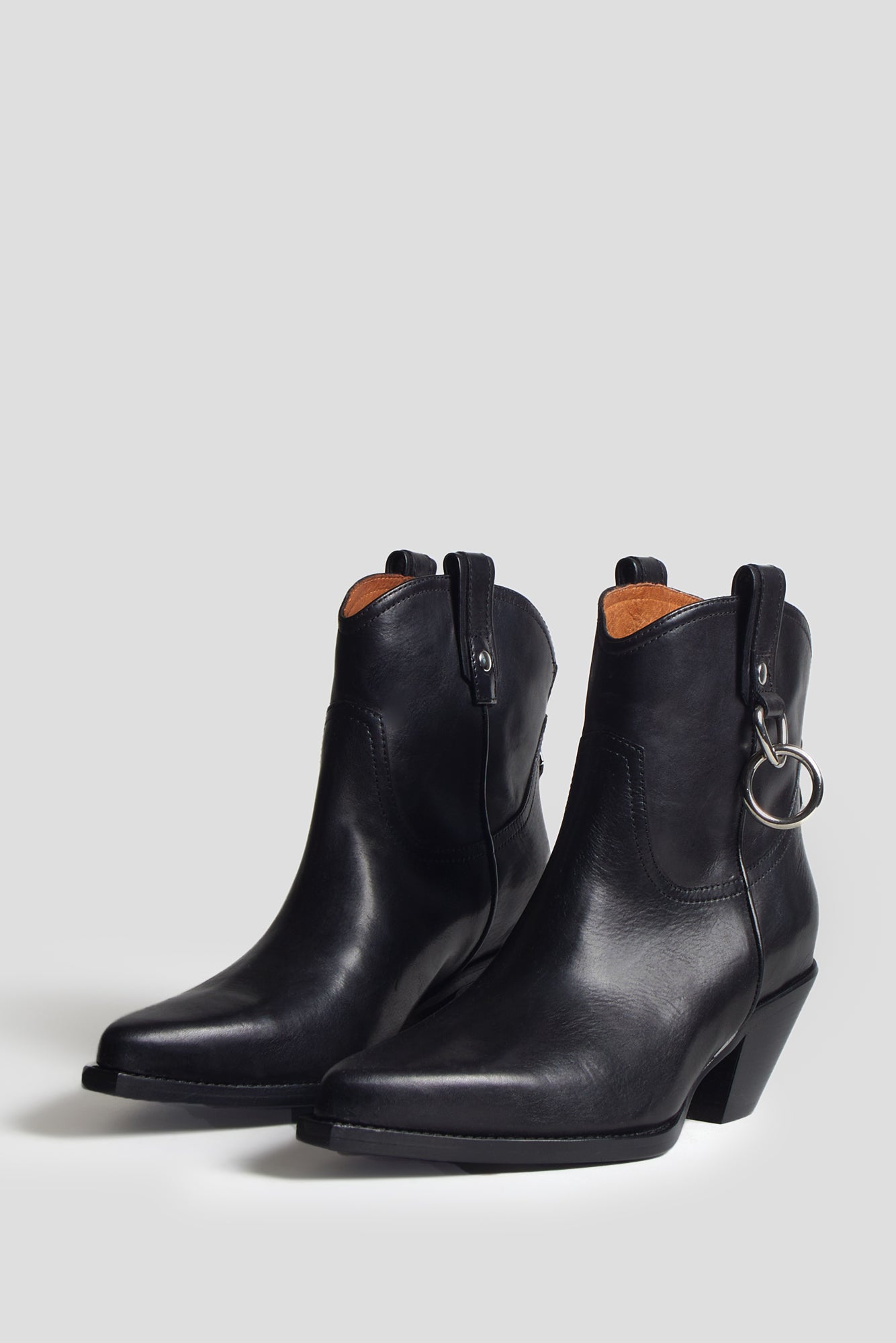 RINGED ANKLE COWBOY BOOT - BLACK - R13