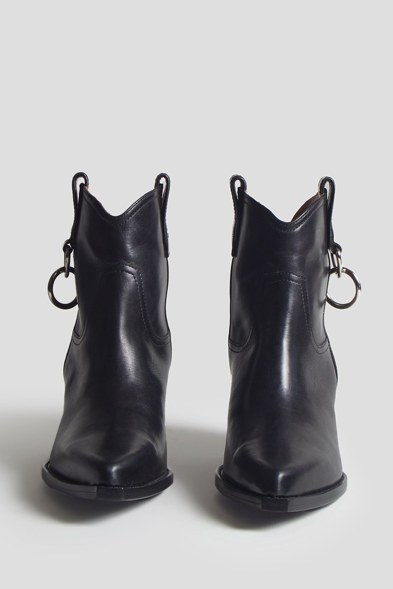 RINGED ANKLE COWBOY BOOT - BLACK - R13