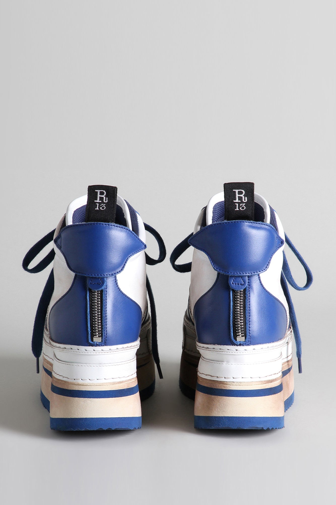 RIOT LEATHER HIGH TOP - BLUE AND WHITE - R13