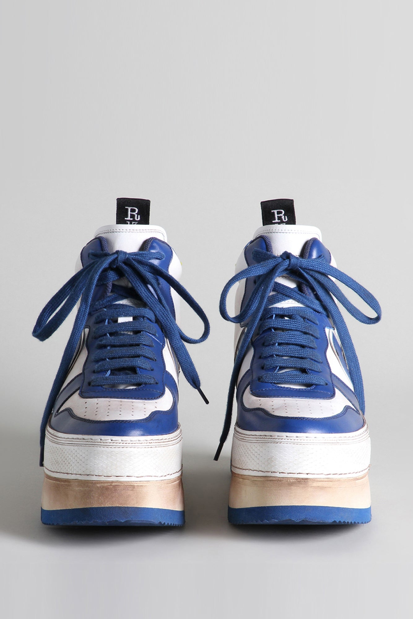 RIOT LEATHER HIGH TOP - BLUE AND WHITE - R13