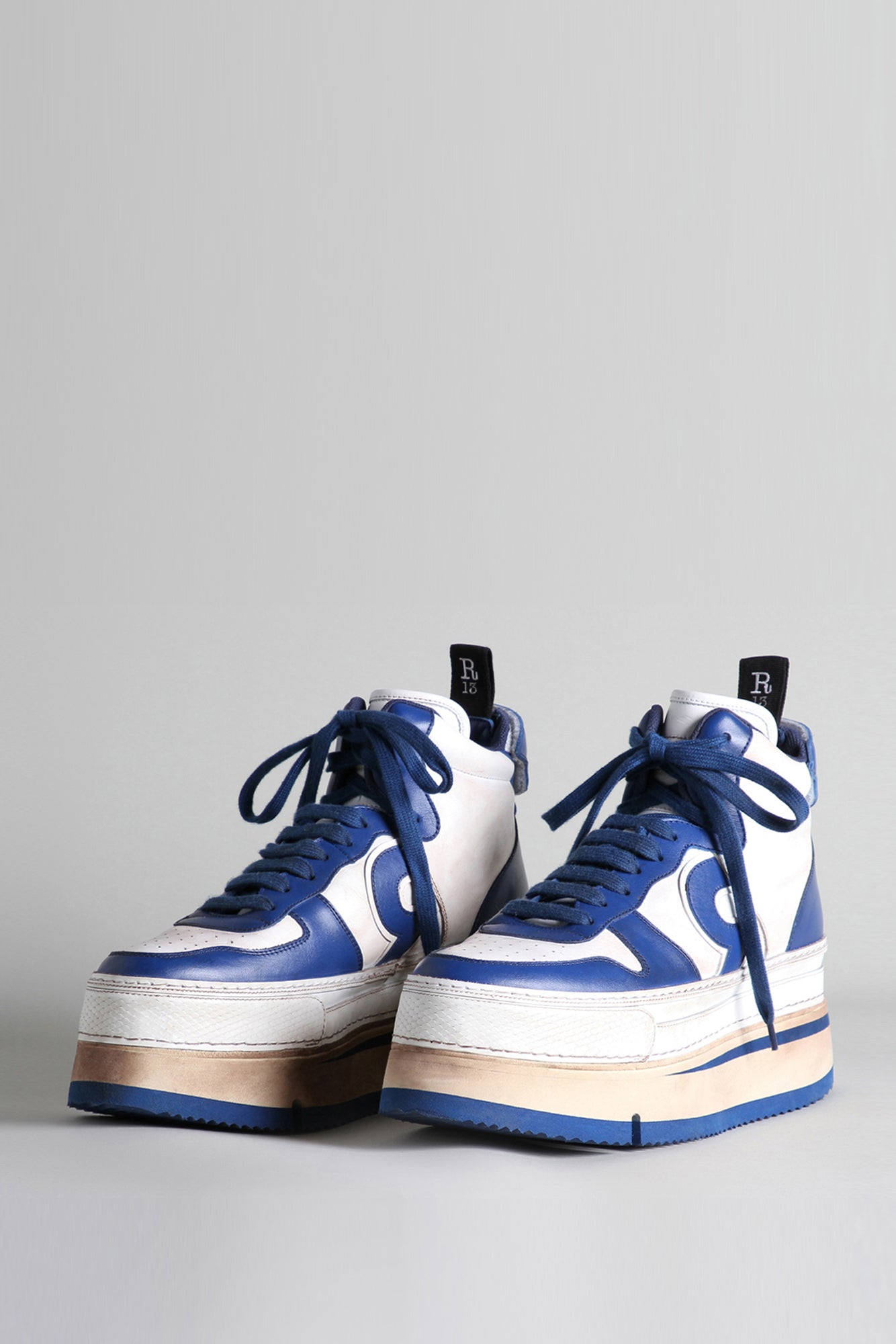 RIOT LEATHER HIGH TOP - BLUE AND WHITE - R13