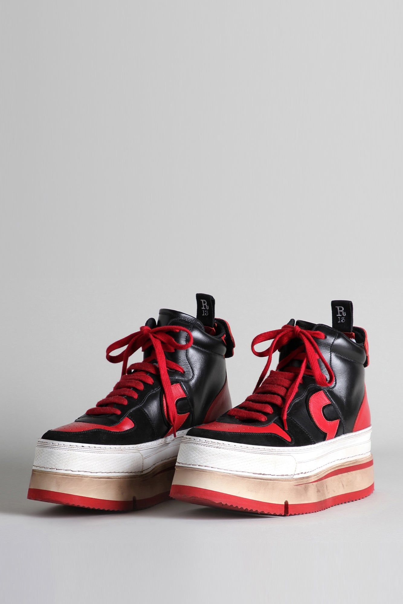 RIOT LEATHER HIGH TOP - RED AND BLACK - R13