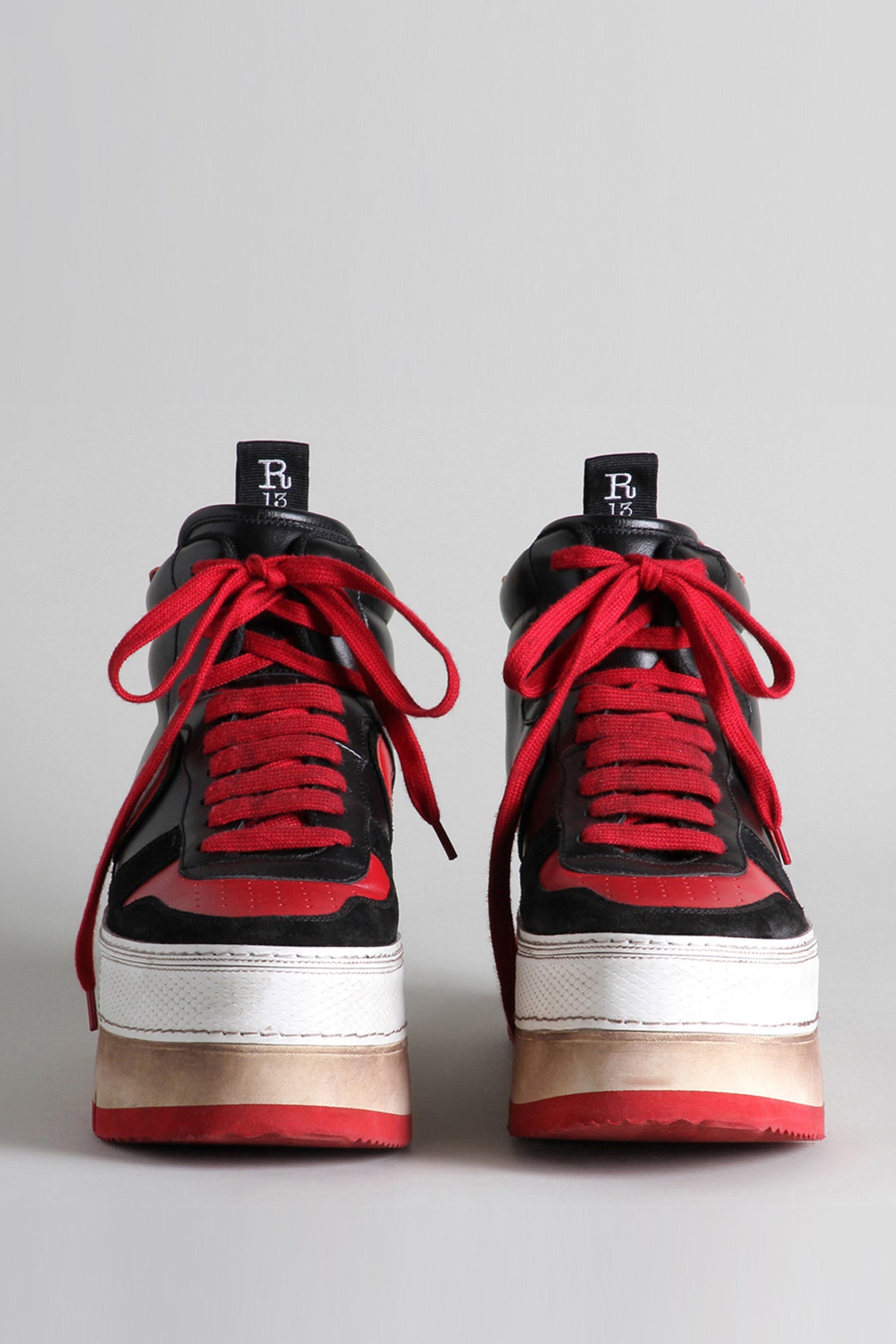 RIOT LEATHER HIGH TOP - RED AND BLACK - R13