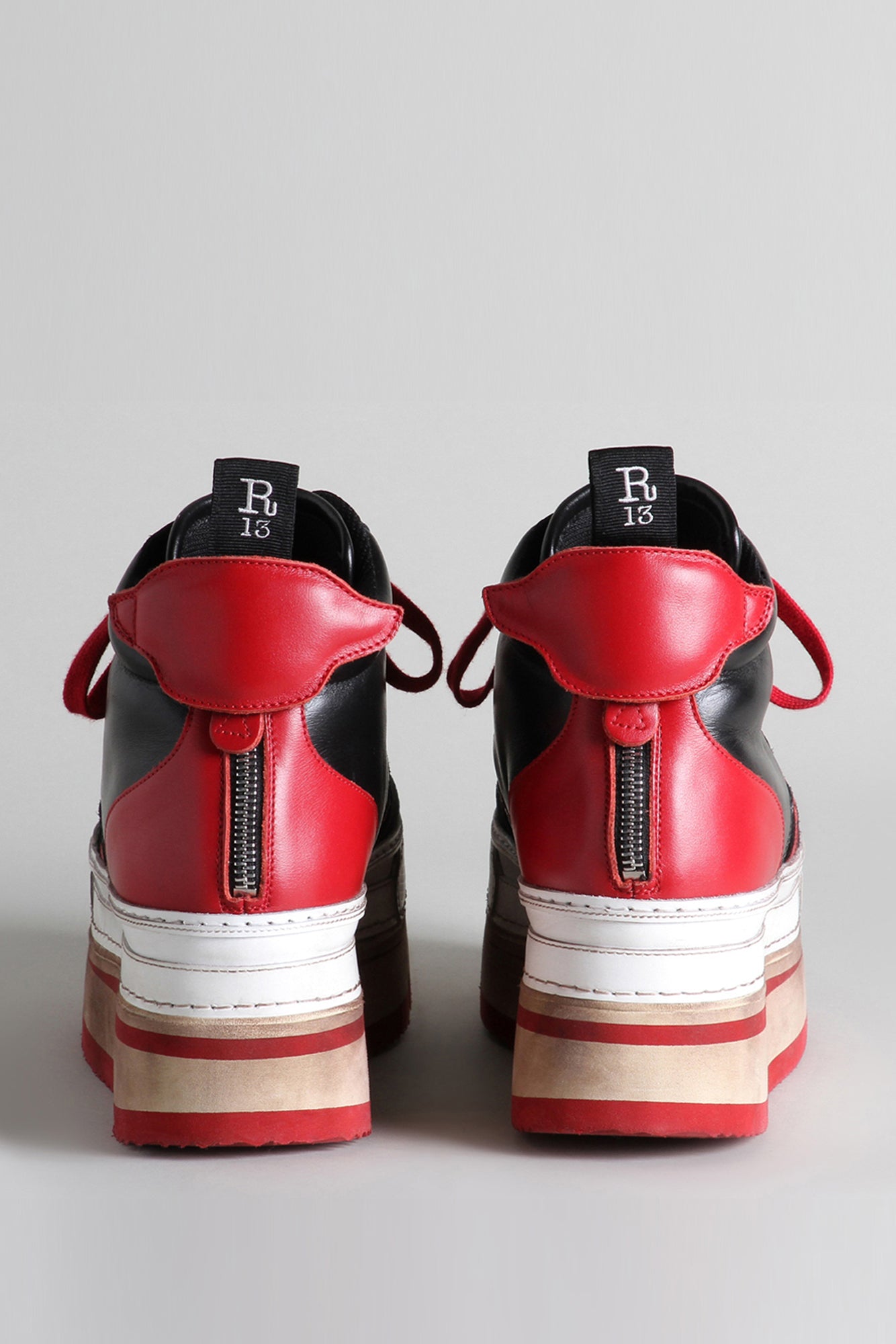 RIOT LEATHER HIGH TOP - RED AND BLACK - R13