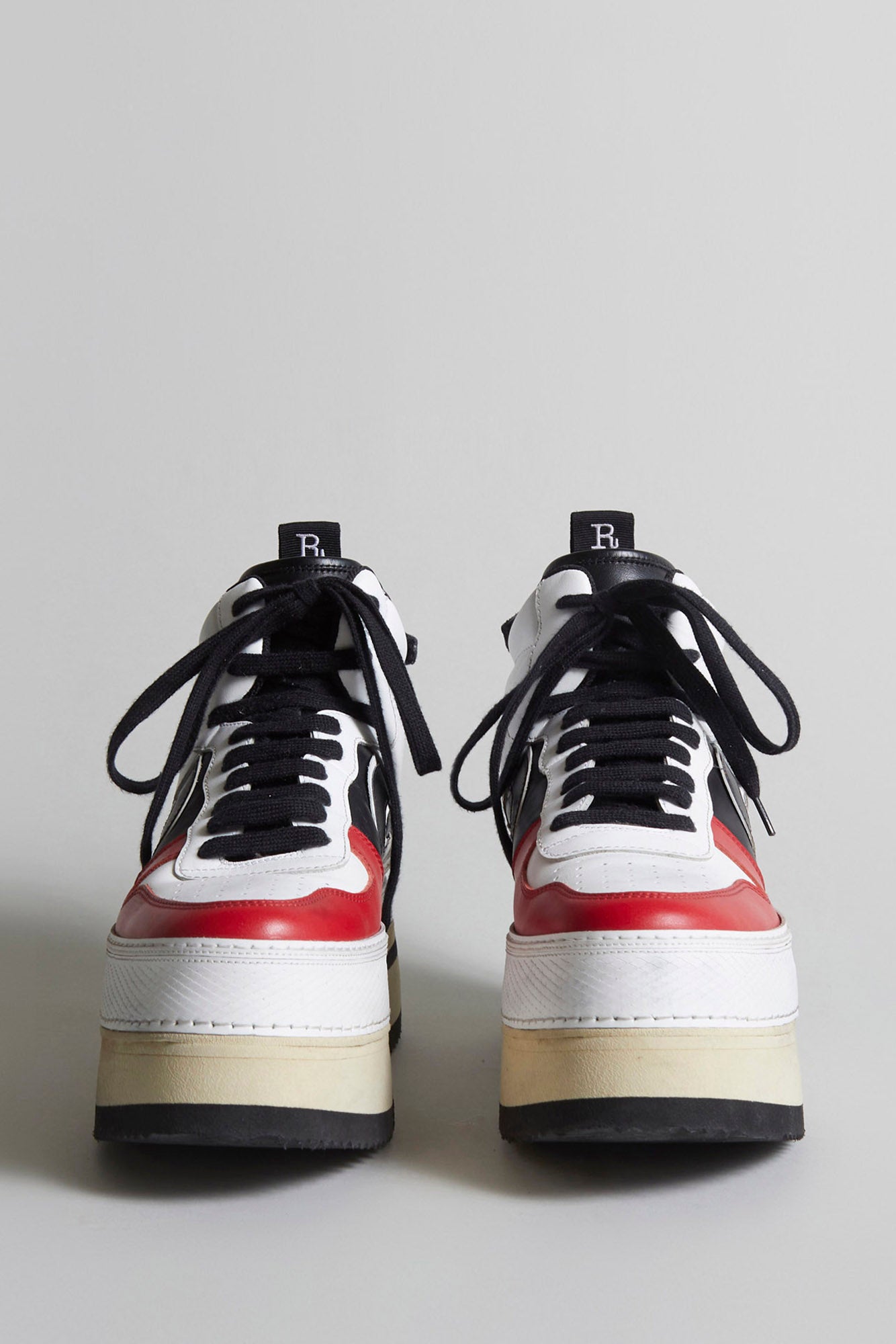 RIOT LEATHER HIGH TOP - SKATE WHITE AND RED - R13