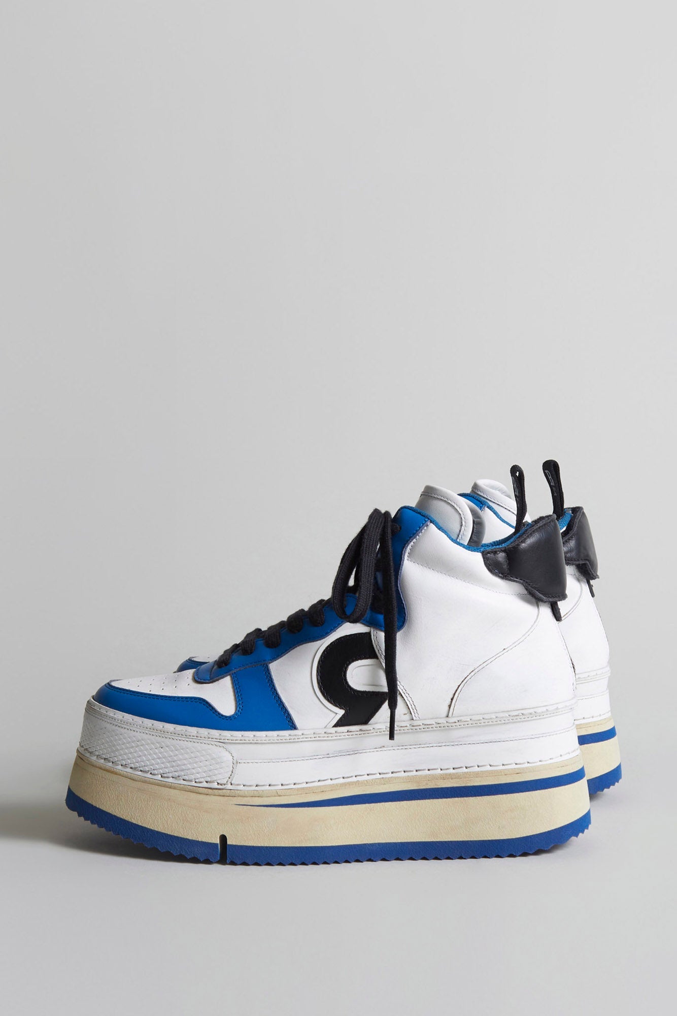 RIOT LEATHER HIGH TOP - SKATE WHITE & COBALT - R13