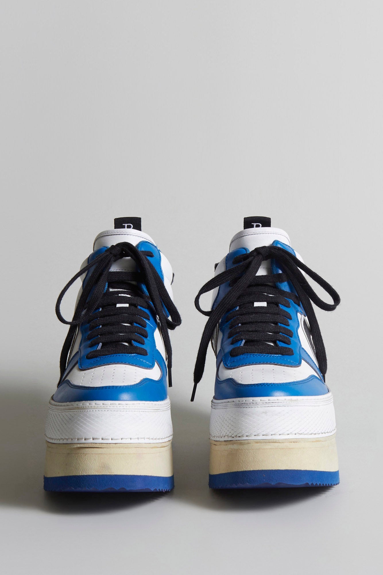 RIOT LEATHER HIGH TOP - SKATE WHITE & COBALT - R13