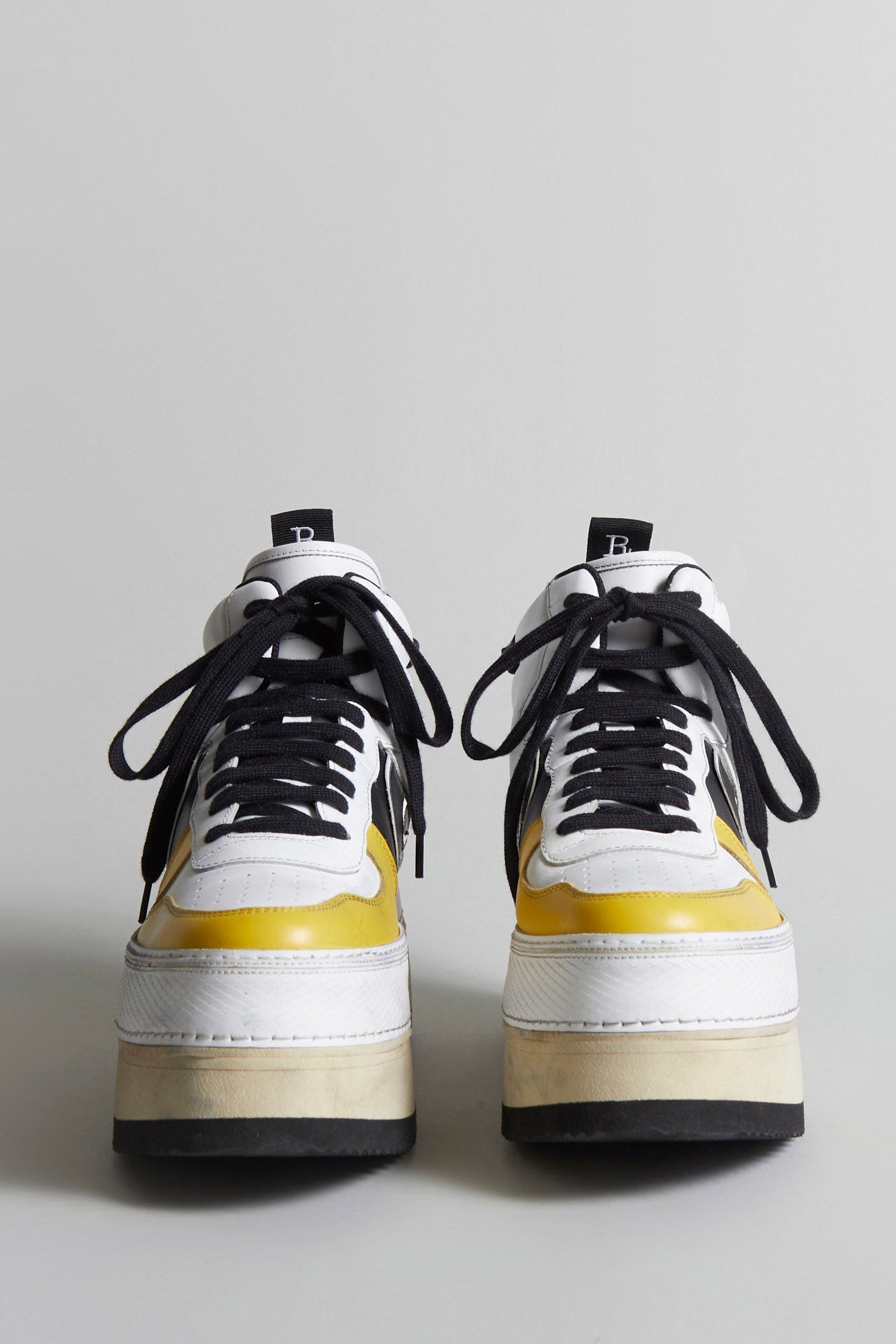 RIOT LEATHER HIGH TOP - SKATE WHITE & YELLOW - R13