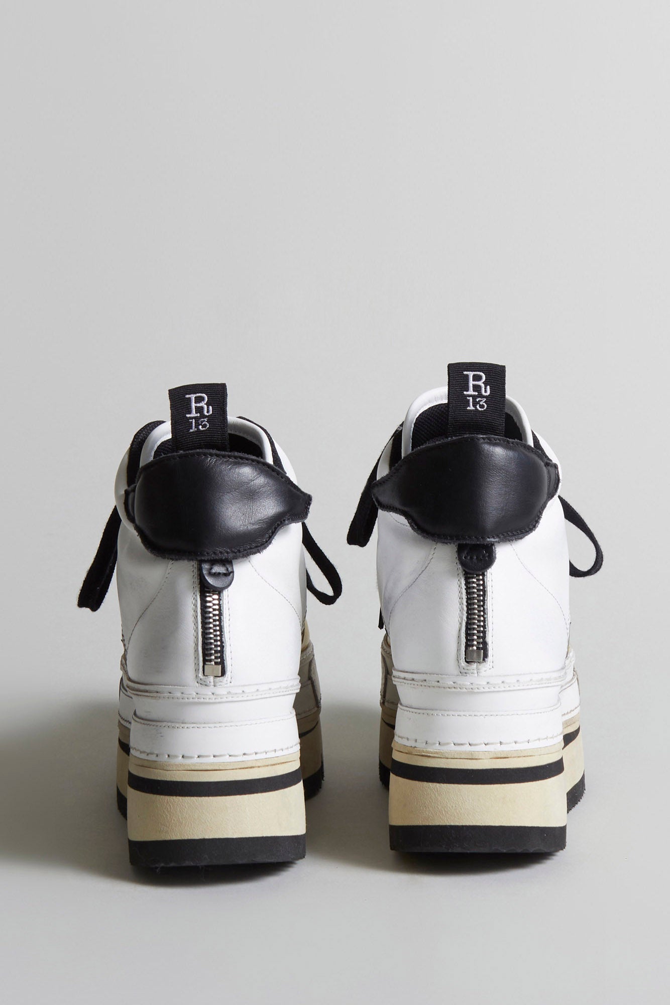 RIOT LEATHER HIGH TOP - SKATE WHITE & YELLOW - R13