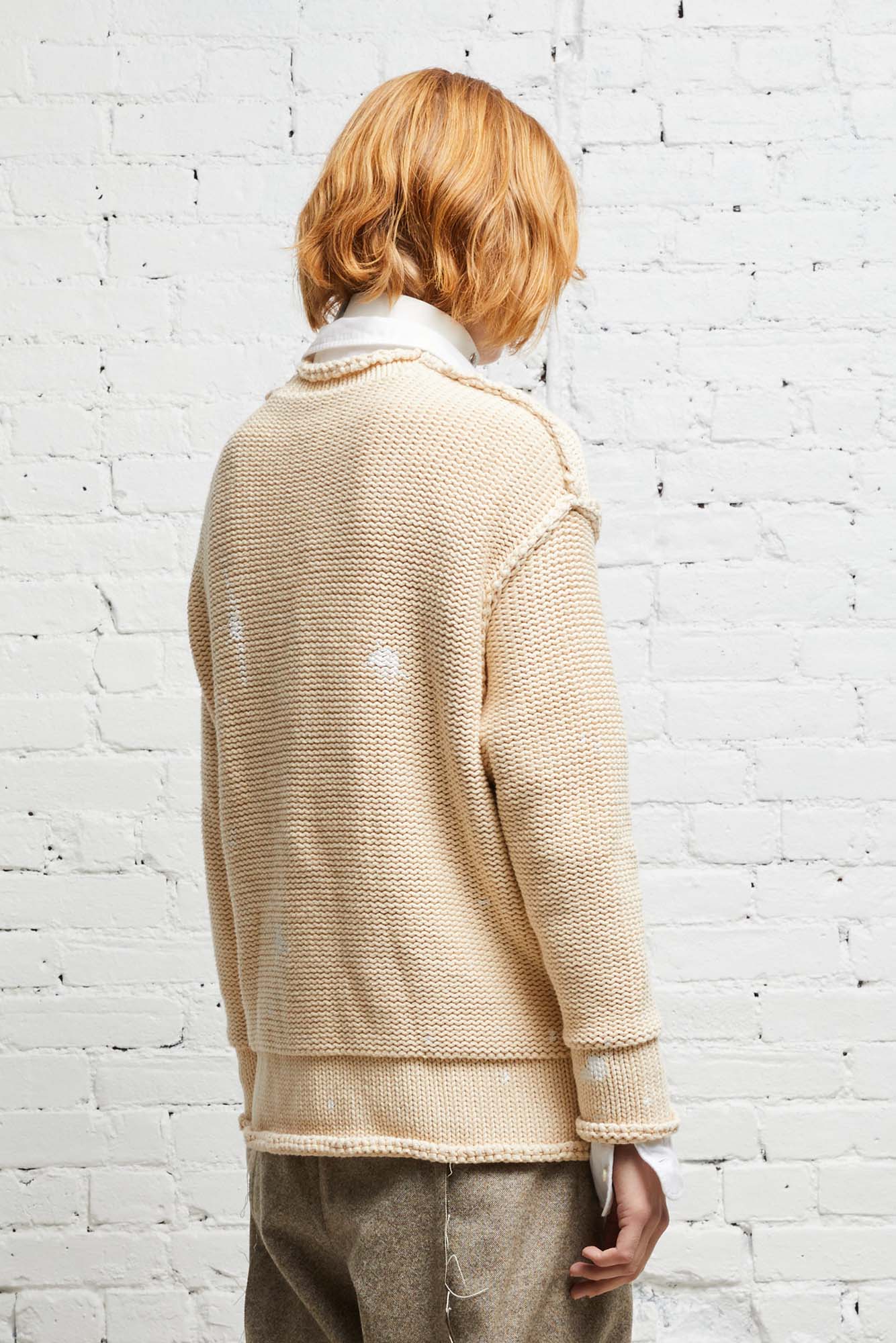 ROLLED EDGE BOXY CARDIGAN - NATURAL - R13