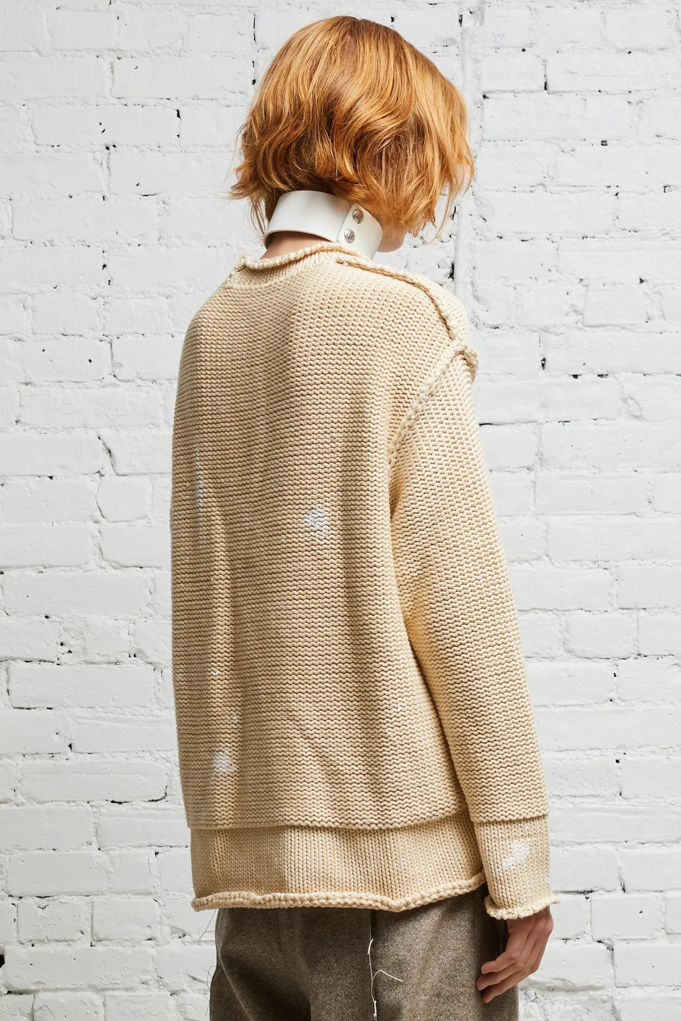 ROLLED EDGE BOXY SWEATER - NATURAL - R13