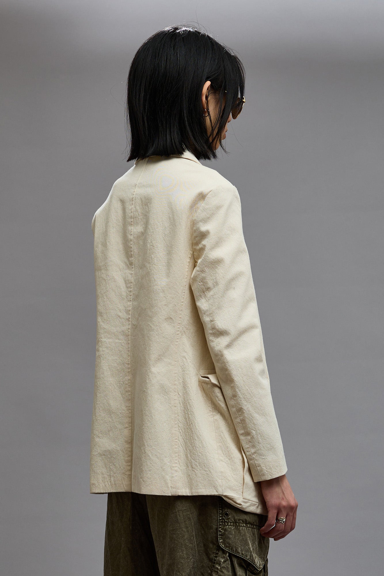 SHRUNKEN BELLOW POCKET BLAZER - NATURAL - R13