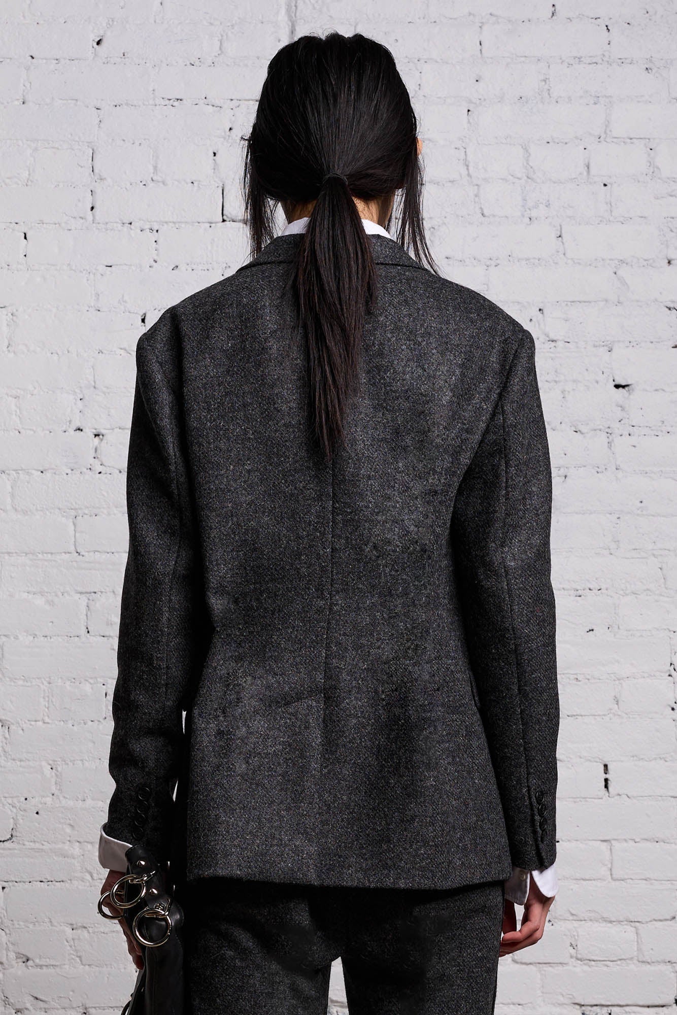 SHRUNKEN BLAZER - CHARCOAL AND SATIN - R13