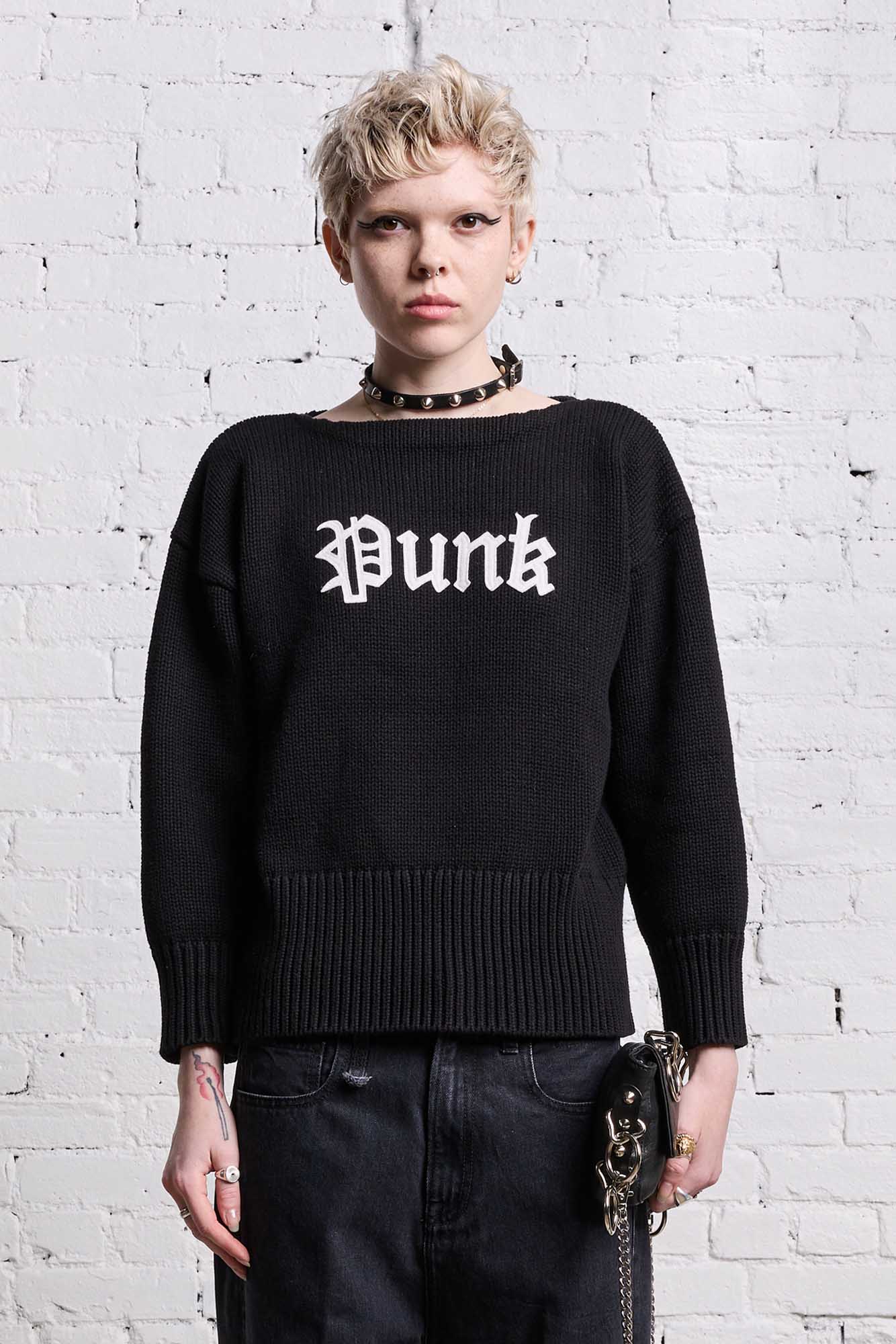 SHRUNKEN PUNK SWEATER - GOTHIC BLACK - R13