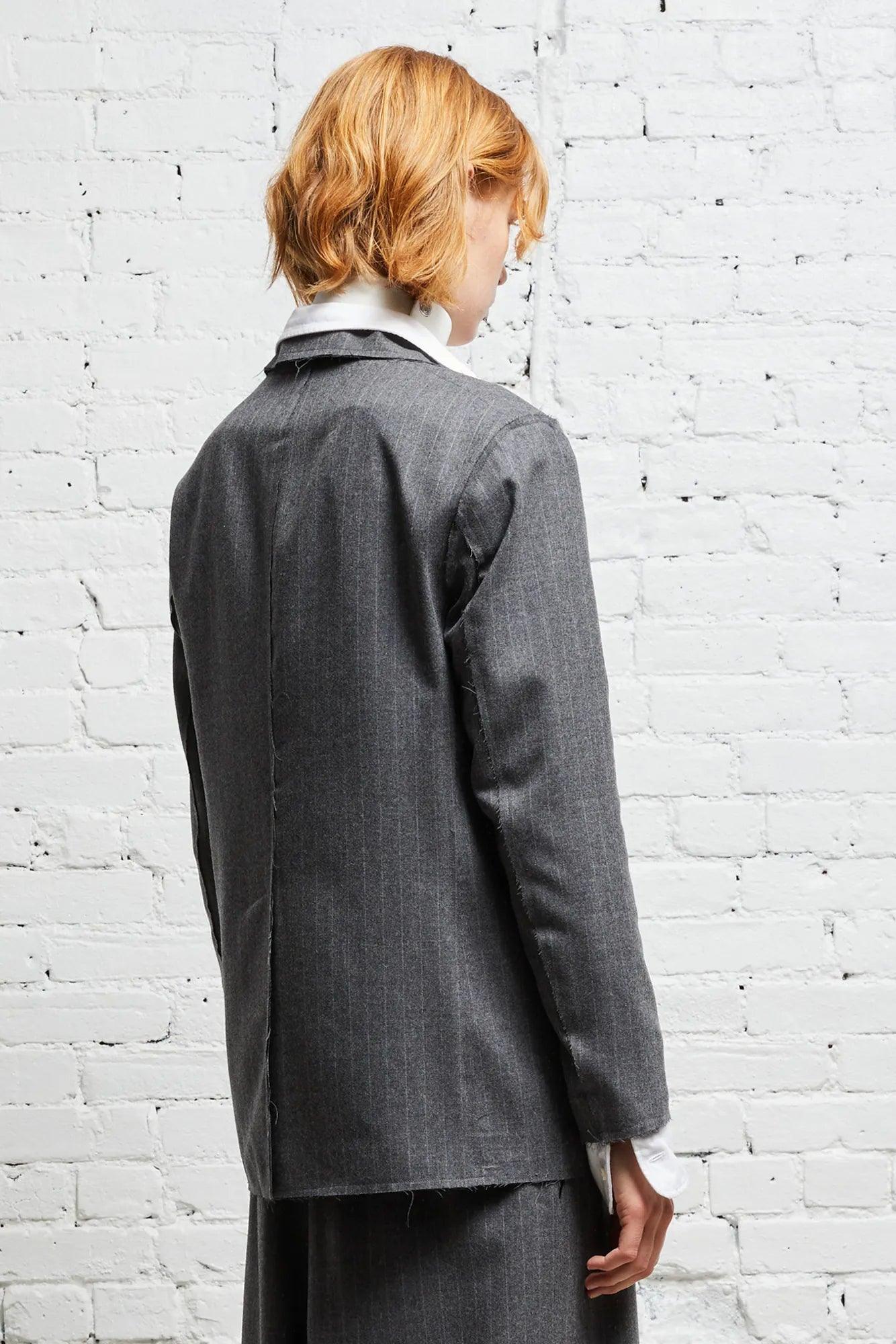 SHRUNKEN RAW CUT BLAZER - GREY PINSTRIPE - R13