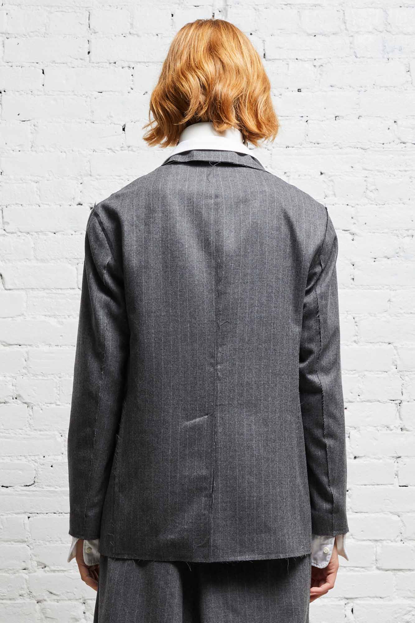 SHRUNKEN RAW CUT BLAZER - GREY PINSTRIPE - R13