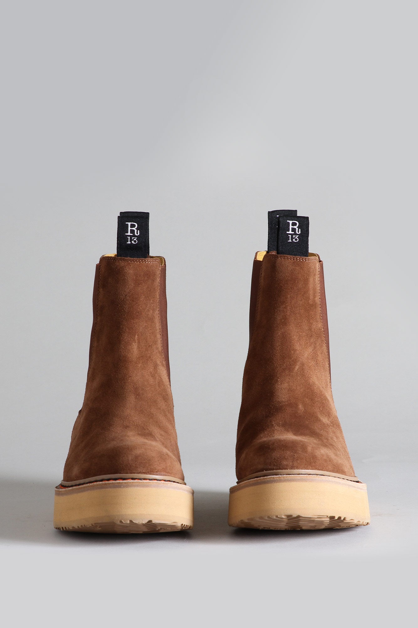 SINGLE STACK CHELSEA BOOT - BROWN SUEDE - R13